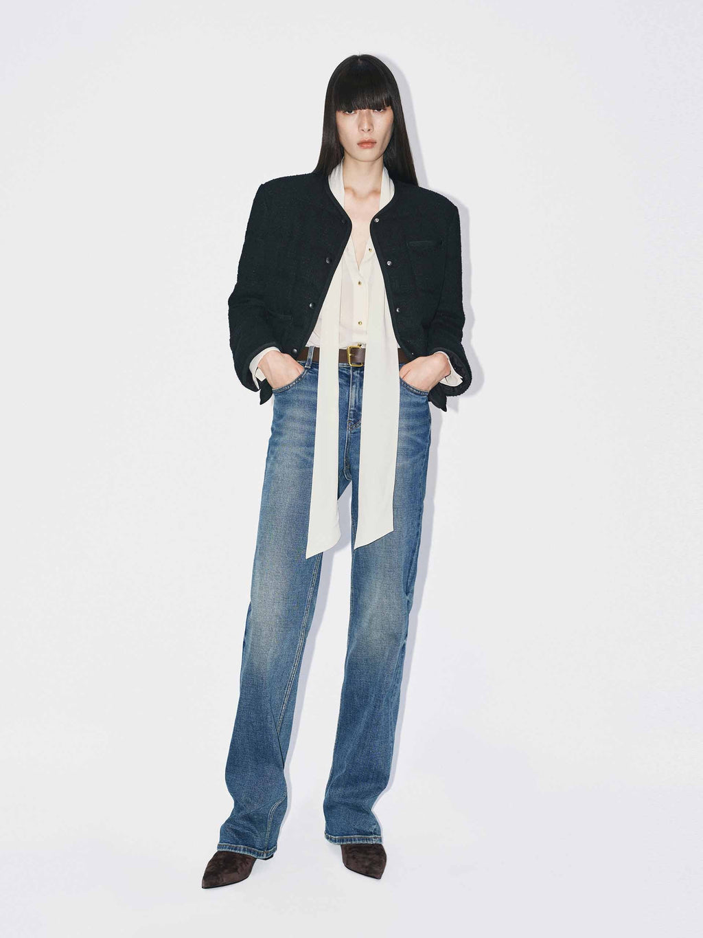 Collarless Cropped Down Jacket