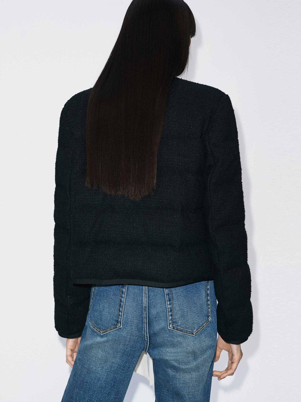 Collarless Cropped Down Jacket