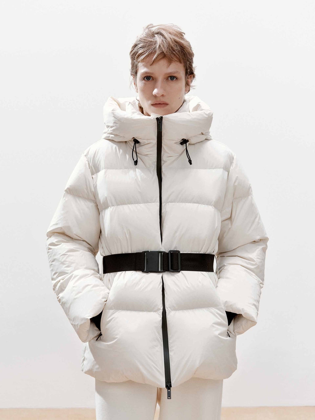 Buckle Hooded Down Jacket