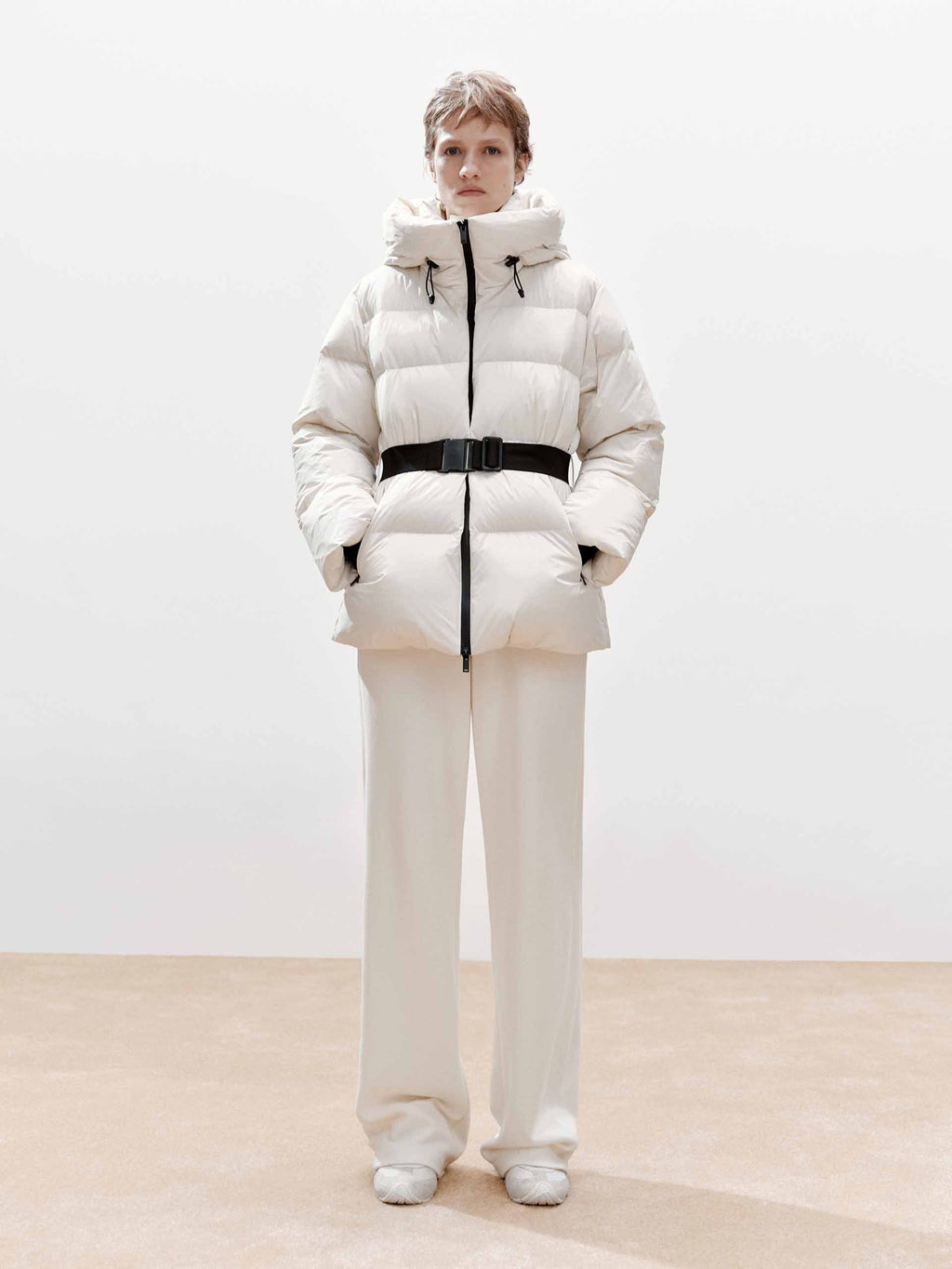 Buckle Hooded Down Jacket