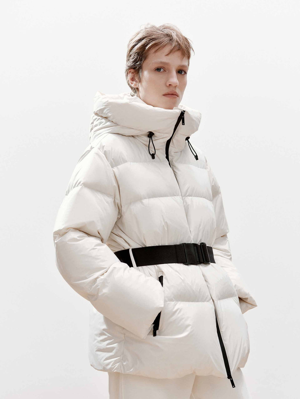 Buckle Hooded Down Jacket