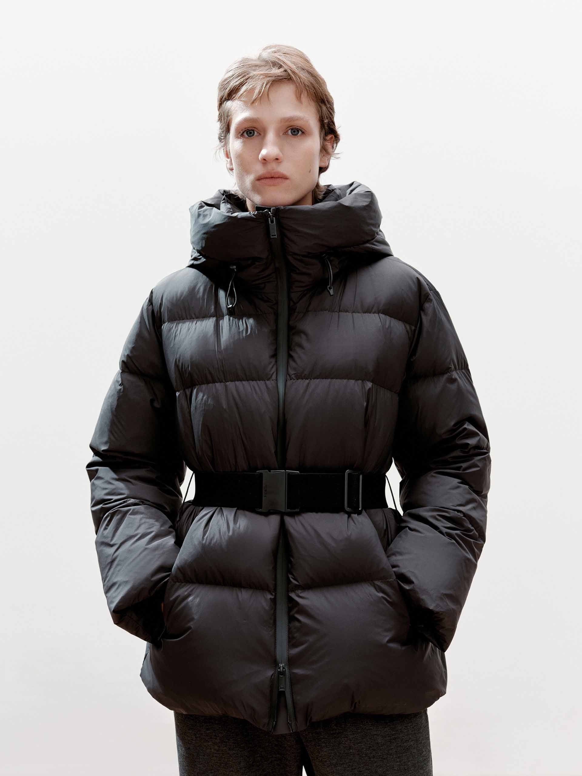 Buckle Hooded Down Jacket