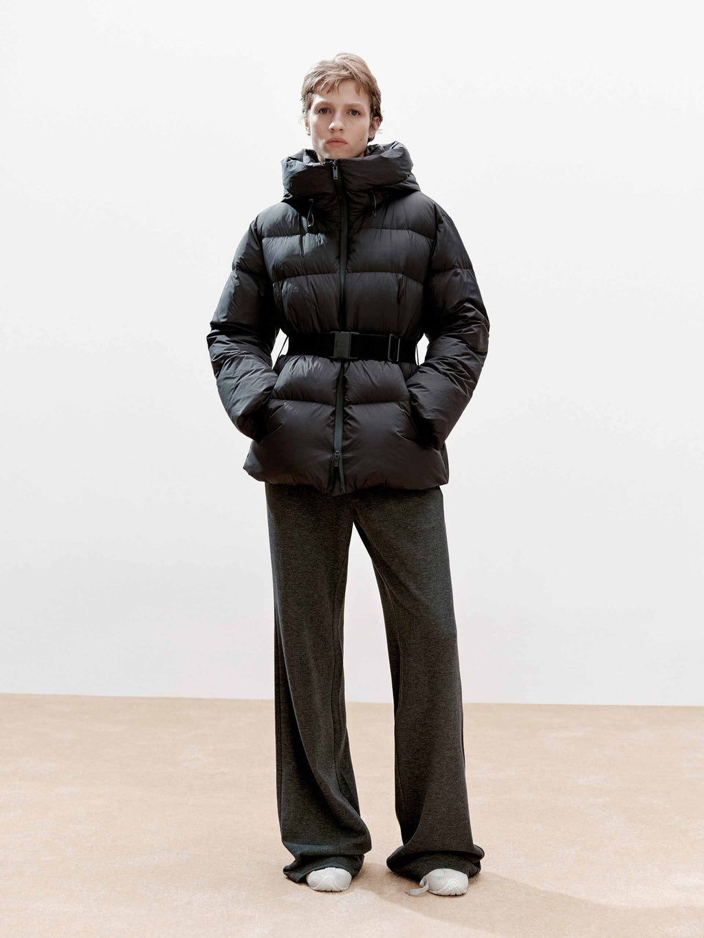 Buckle Hooded Down Jacket
