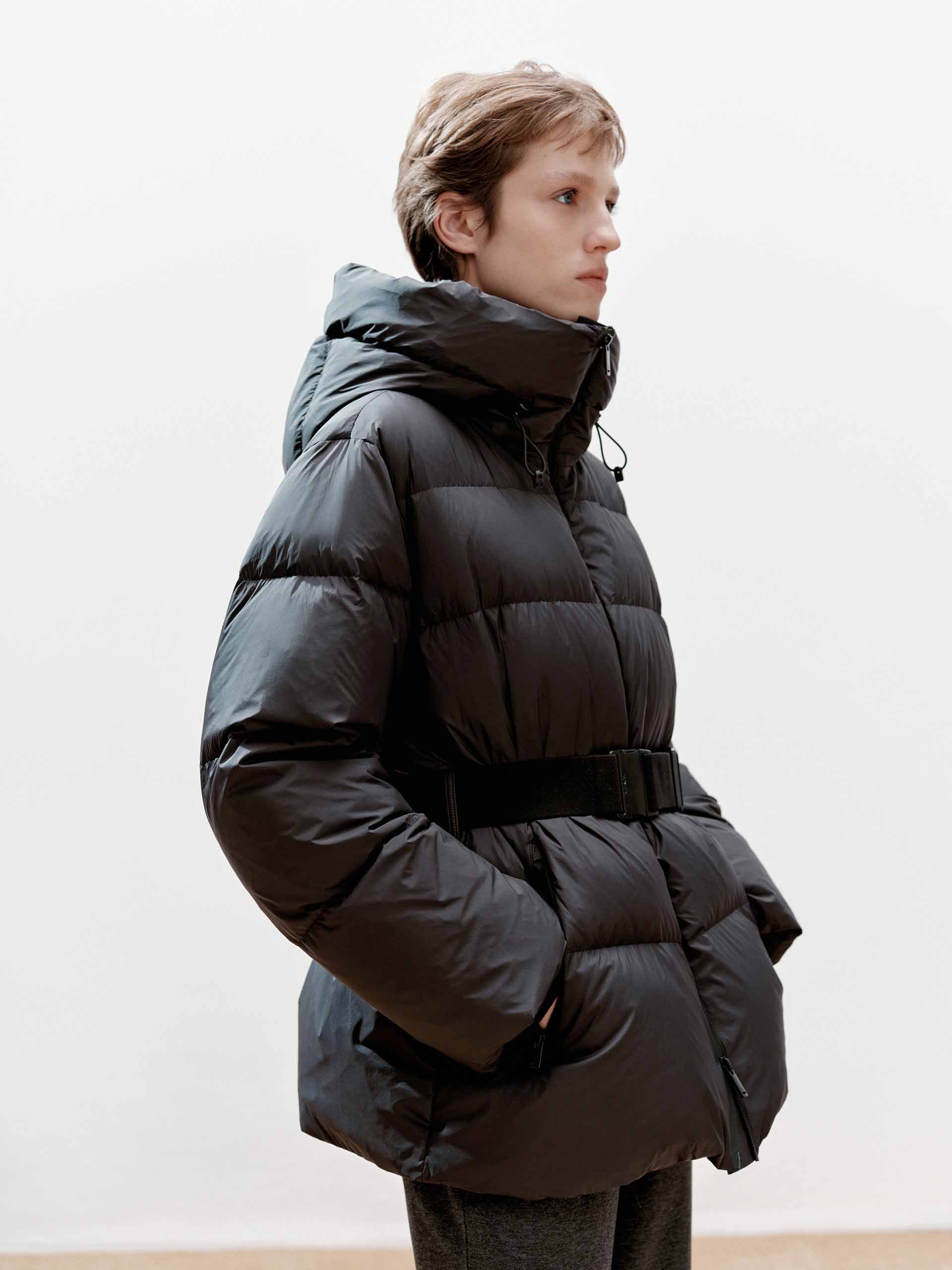 Buckle Hooded Down Jacket