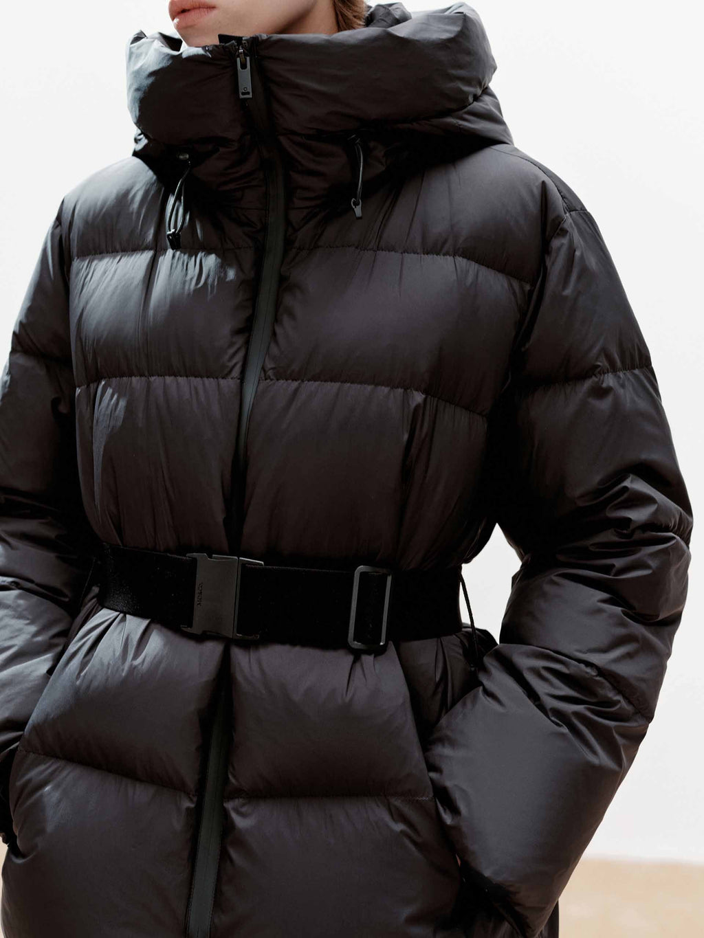 Buckle Hooded Down Jacket