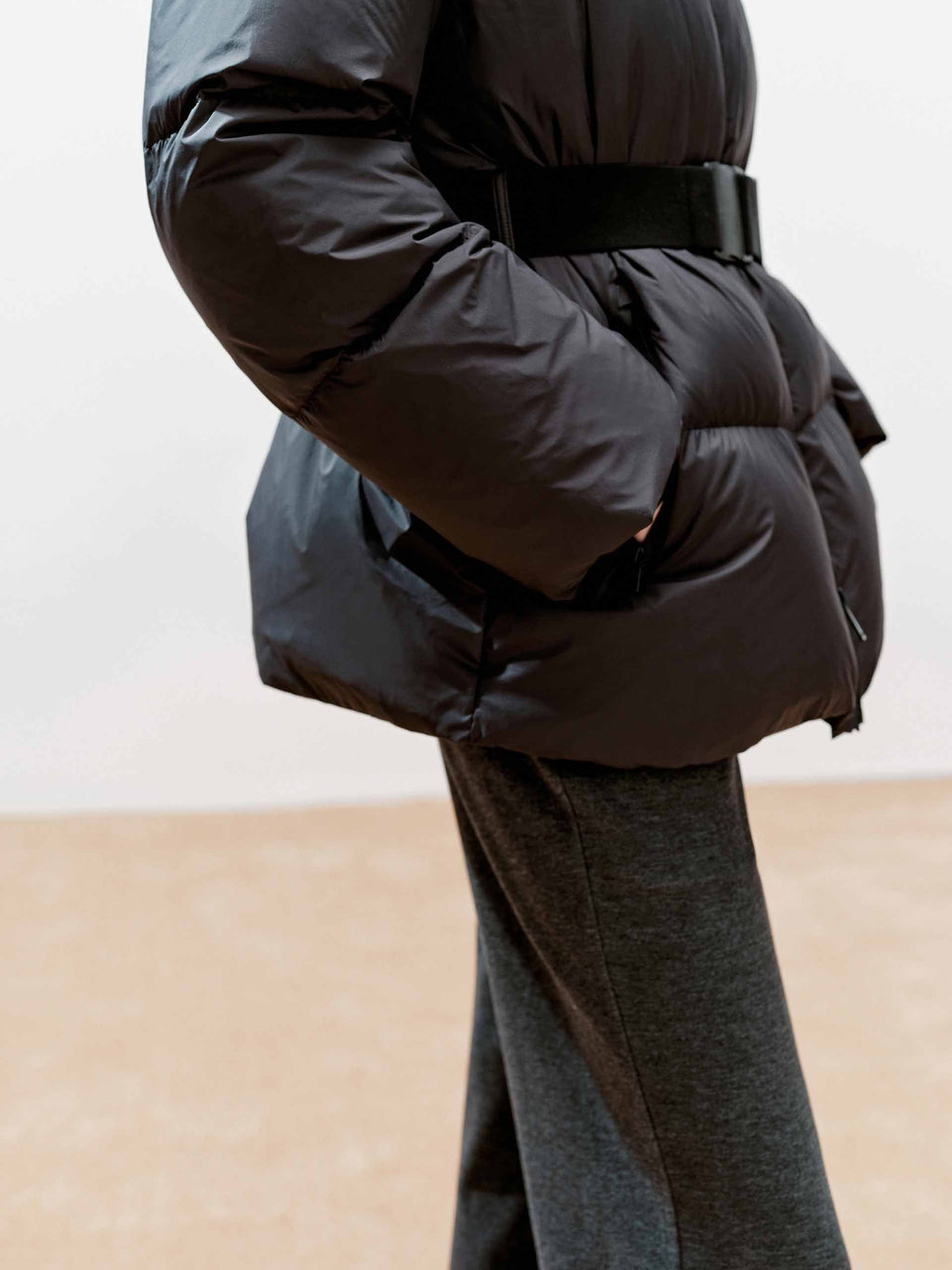 Buckle Hooded Down Jacket