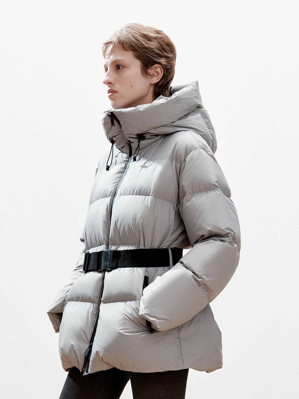 Buckle Hooded Down Jacket