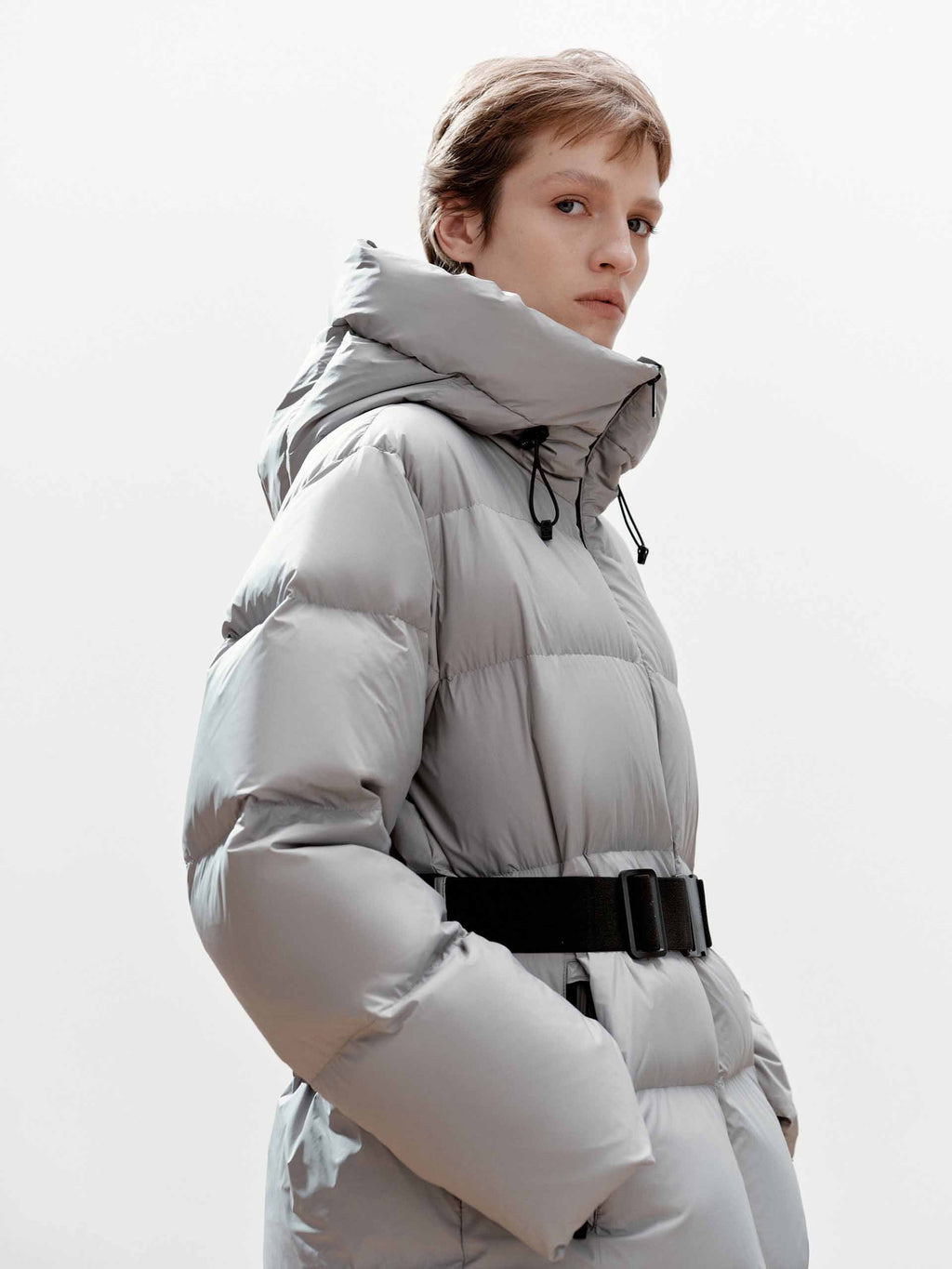 Buckle Hooded Down Jacket