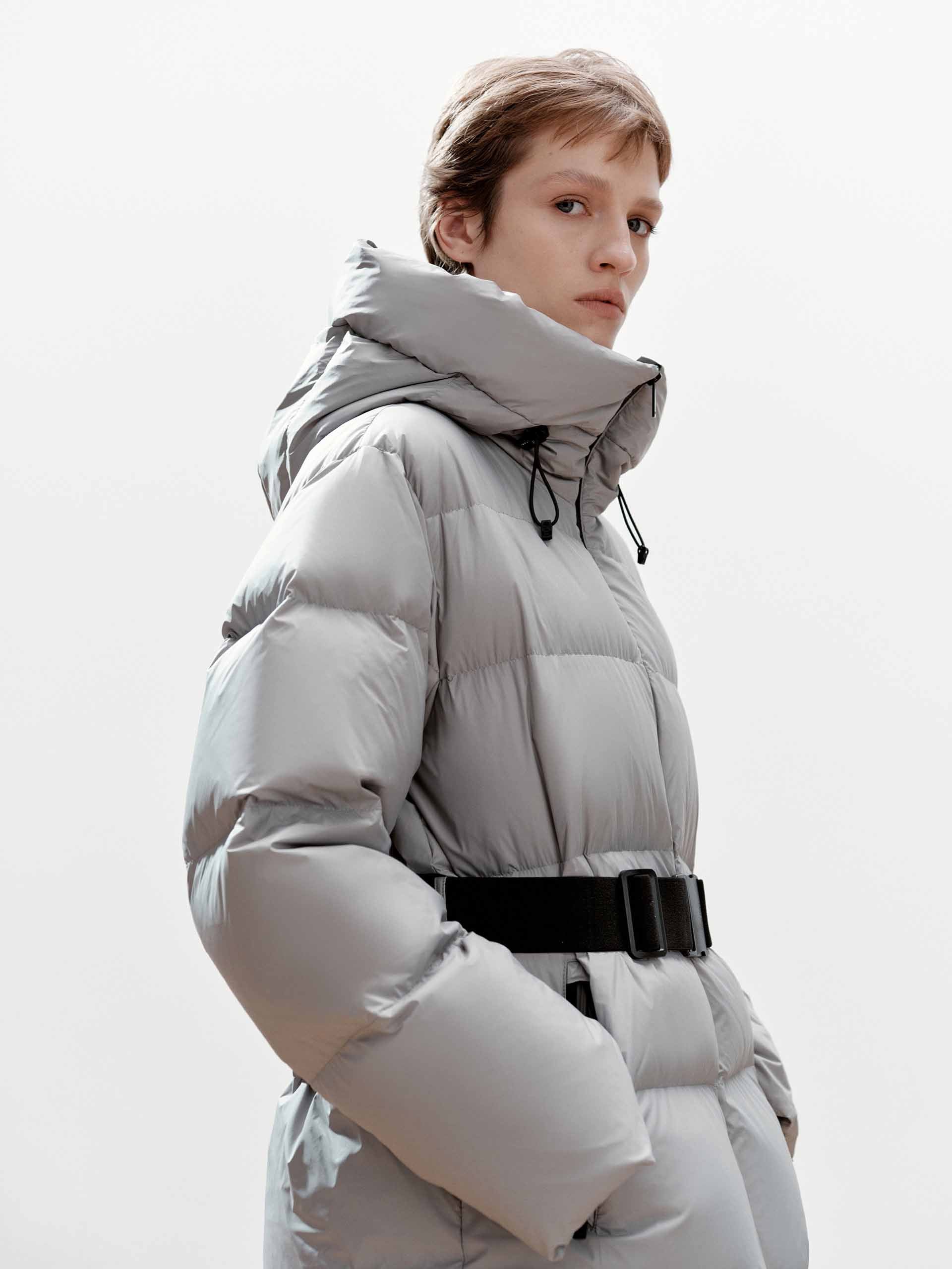 Buckle Hooded Down Jacket