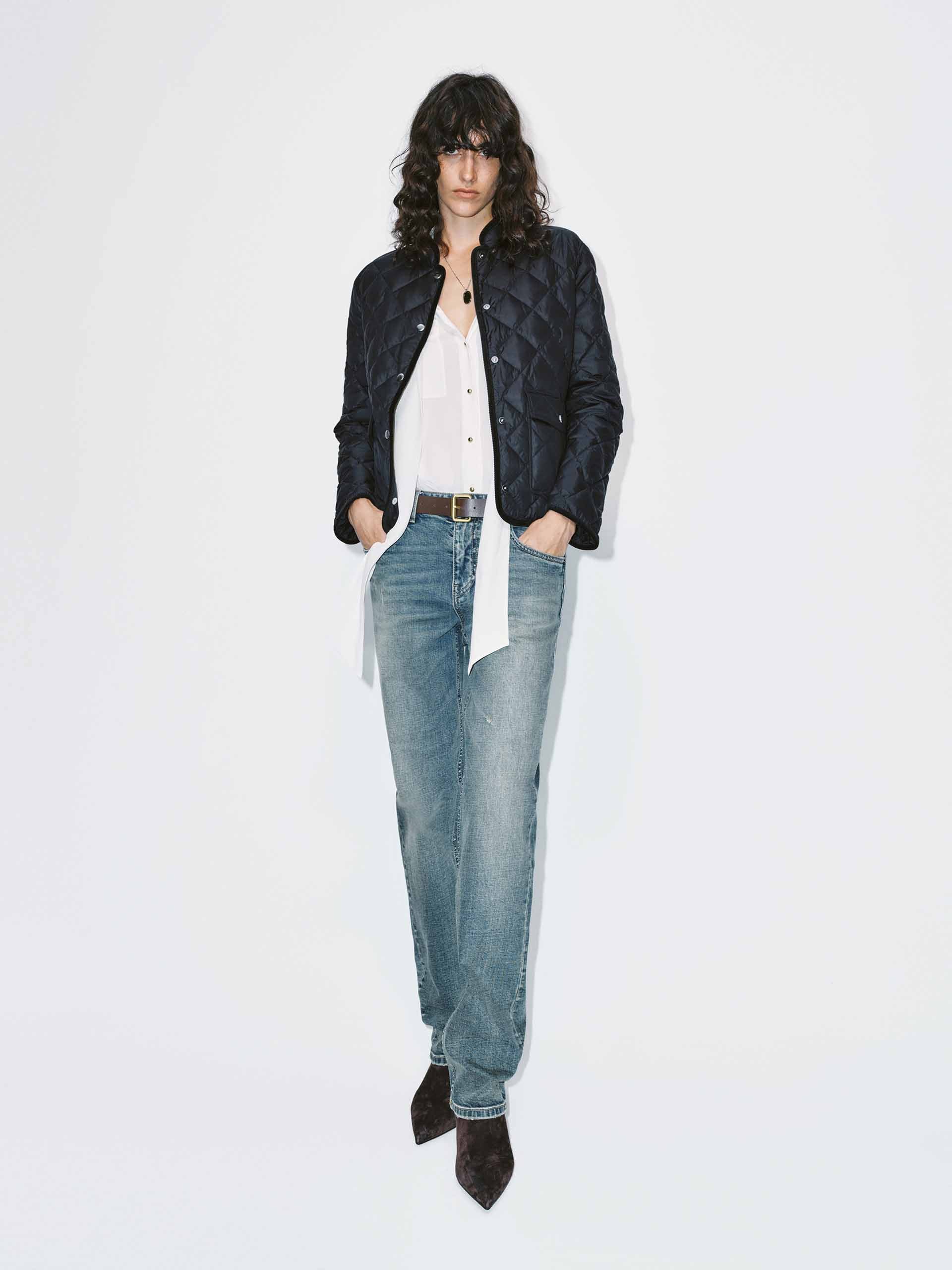 Quilted Mock Neck Down Jacket