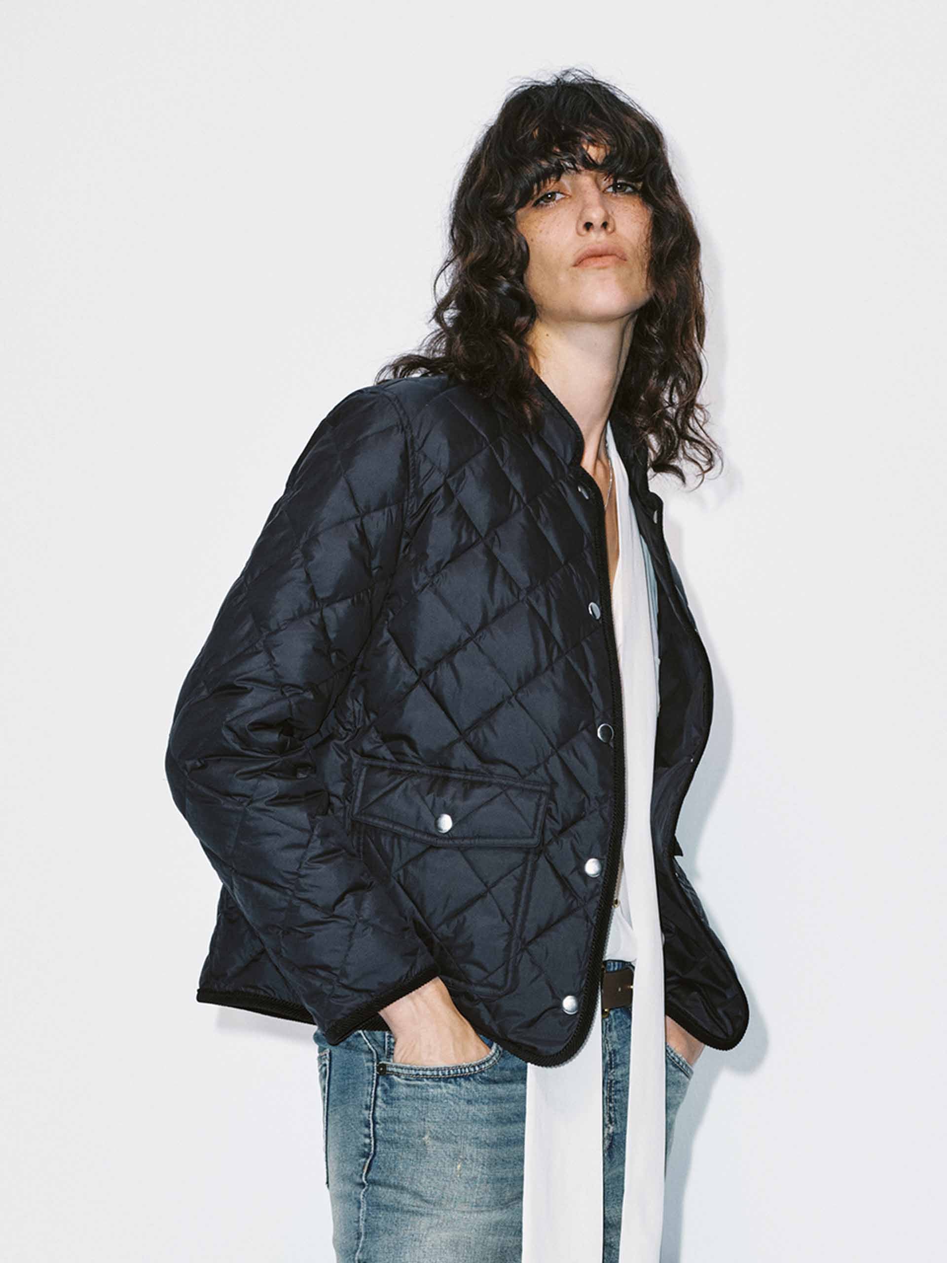 Quilted Mock Neck Down Jacket