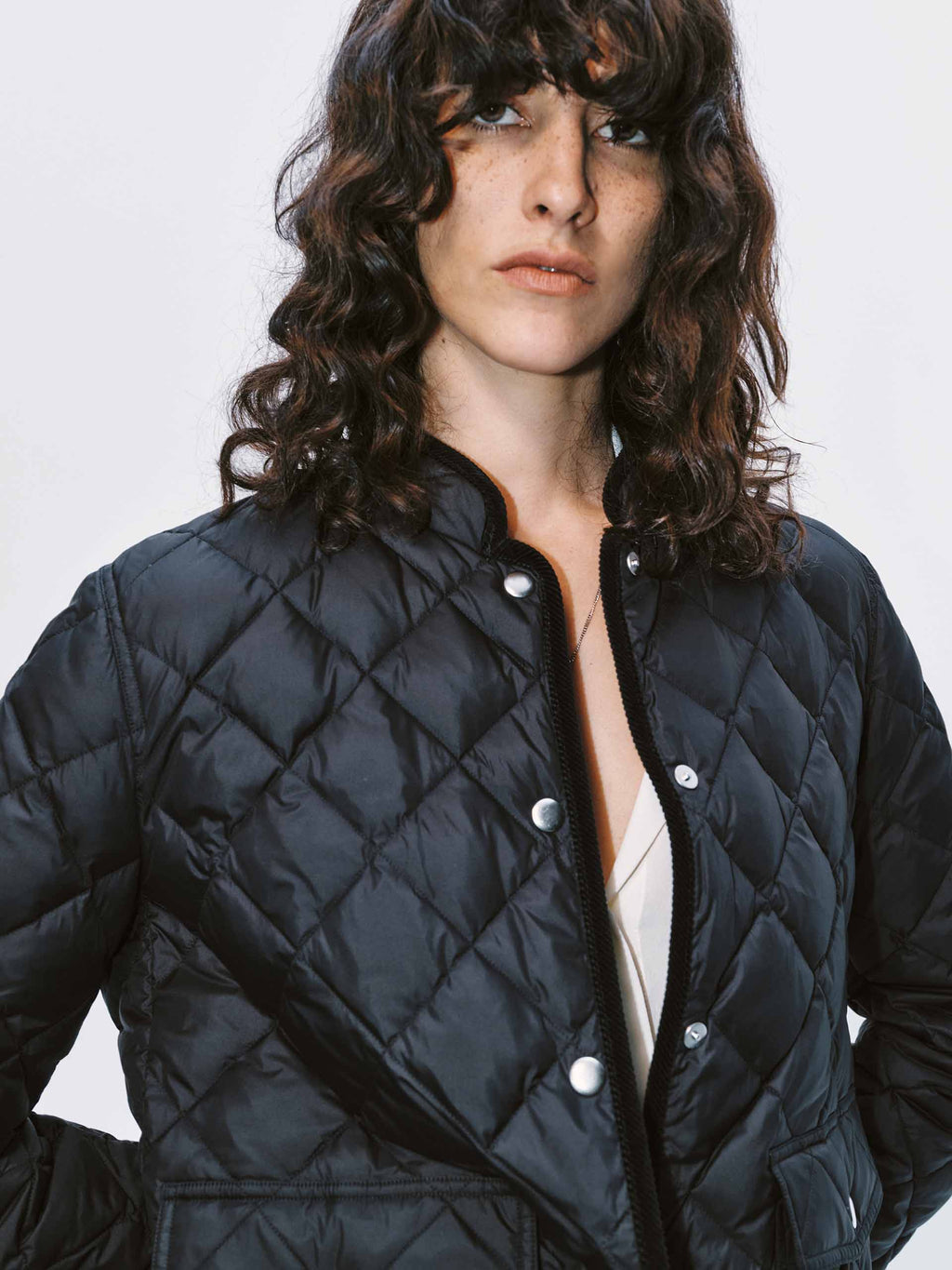 Quilted Mock Neck Down Jacket