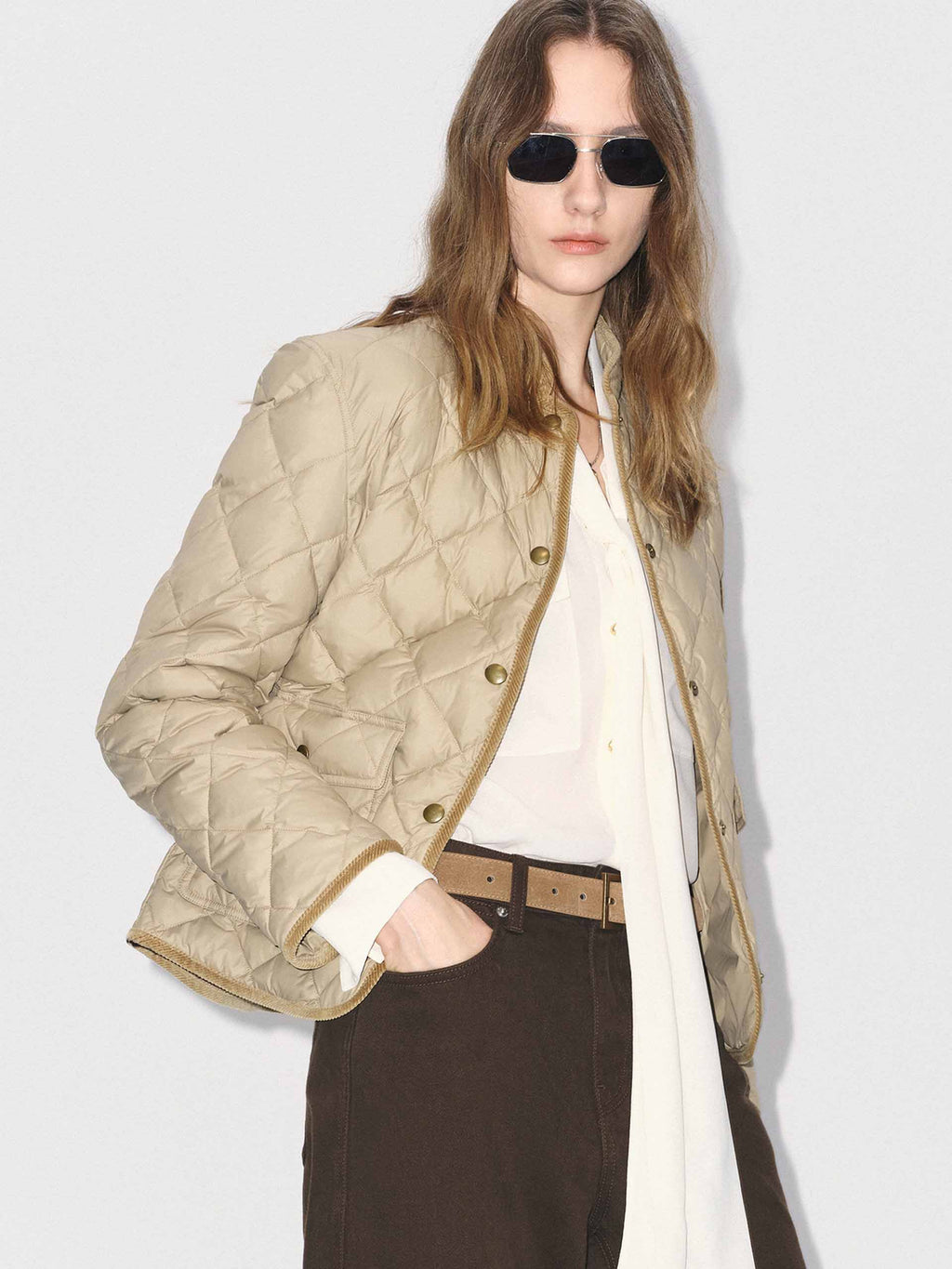 Quilted Mock Neck Down Jacket