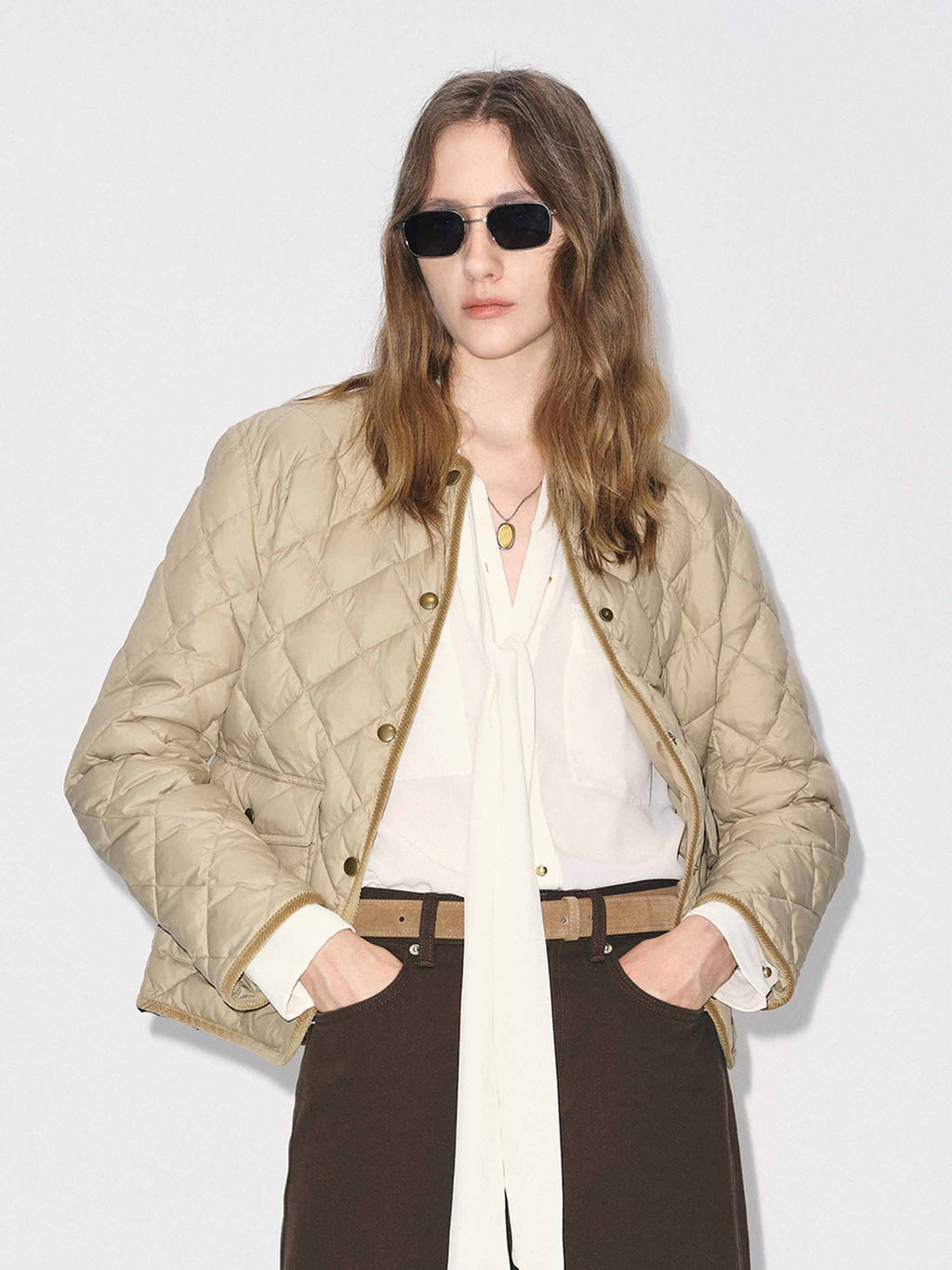 Quilted Mock Neck Down Jacket