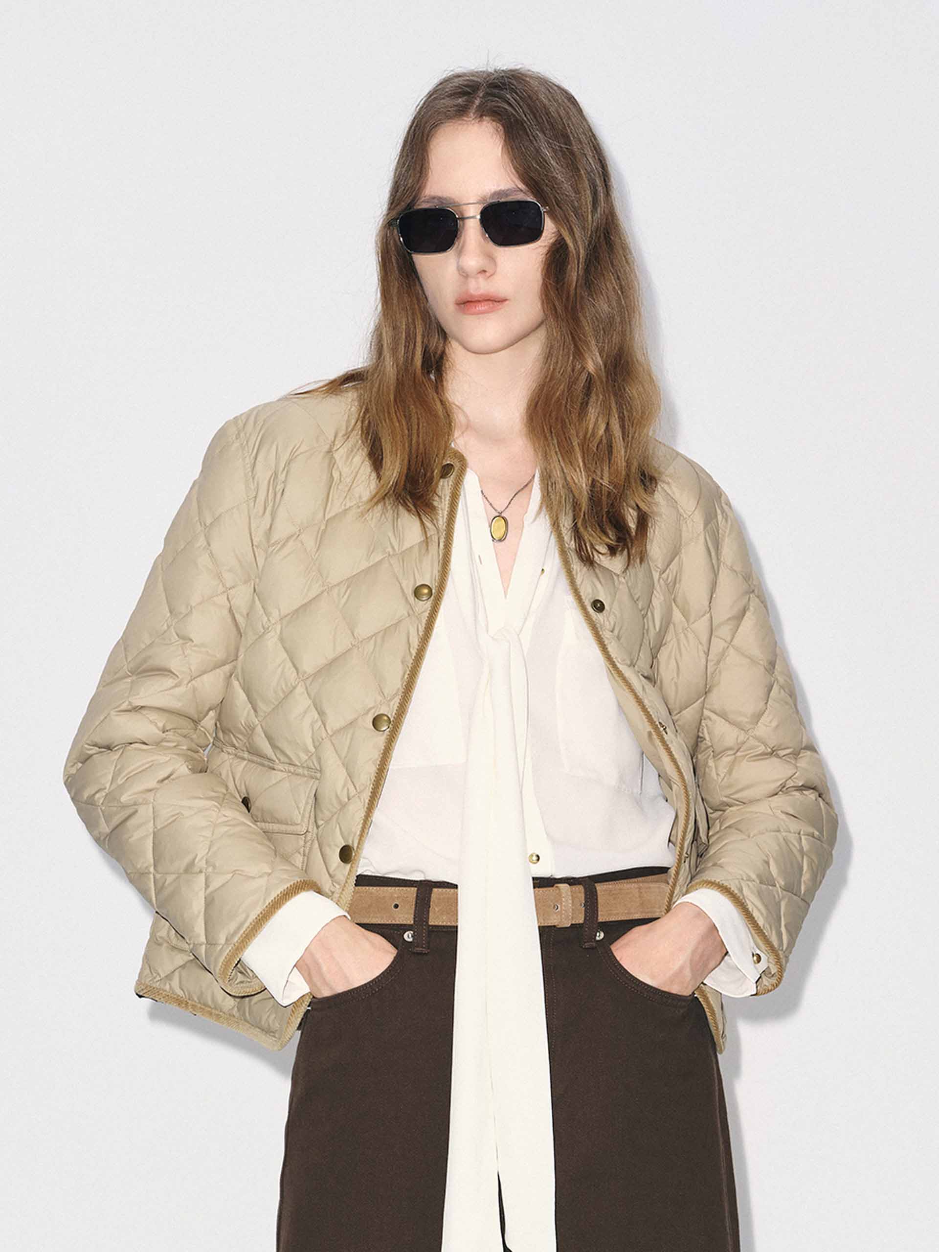 Quilted Mock Neck Down Jacket
