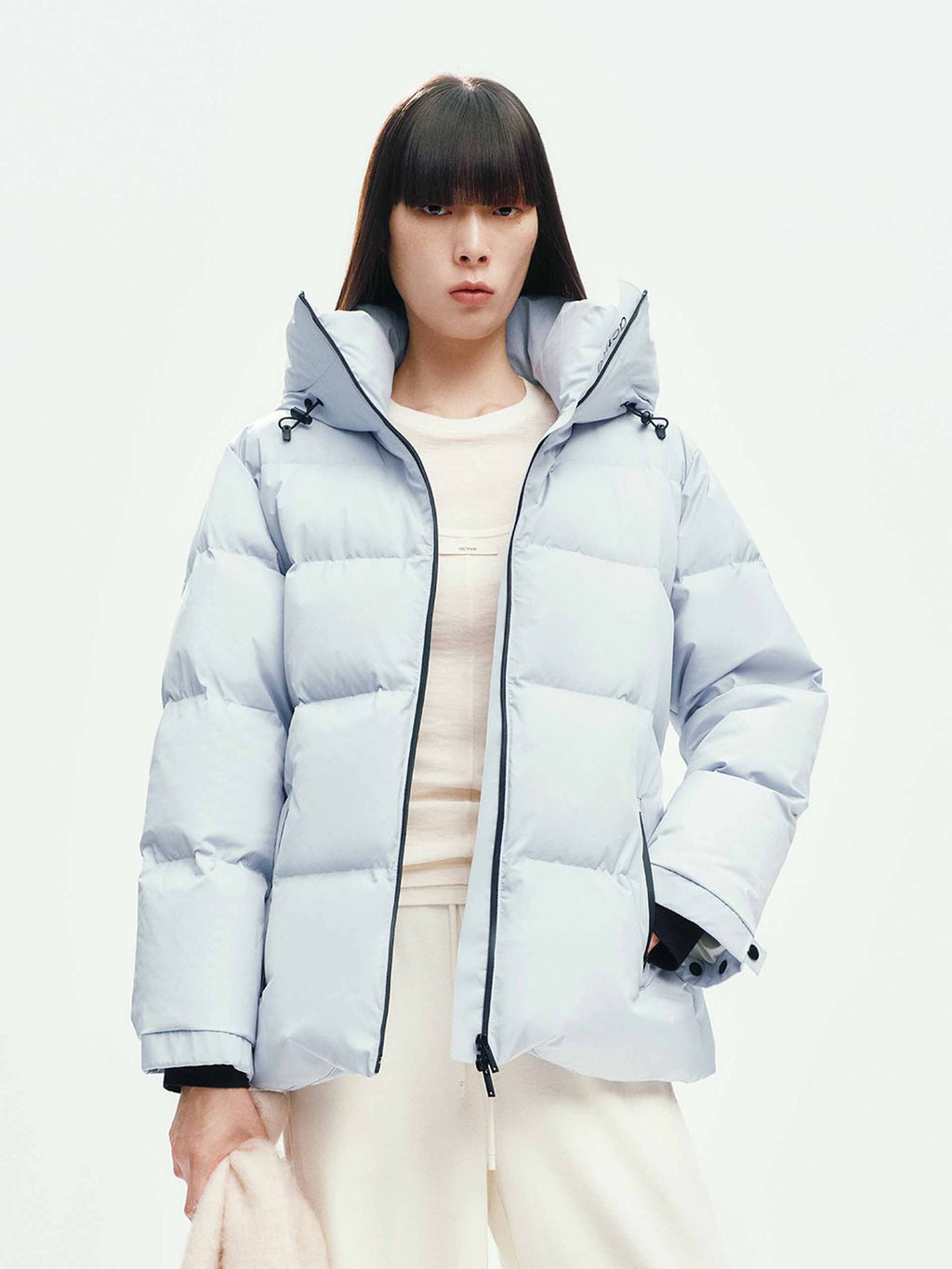 Hooded Down Jacket With Buckle