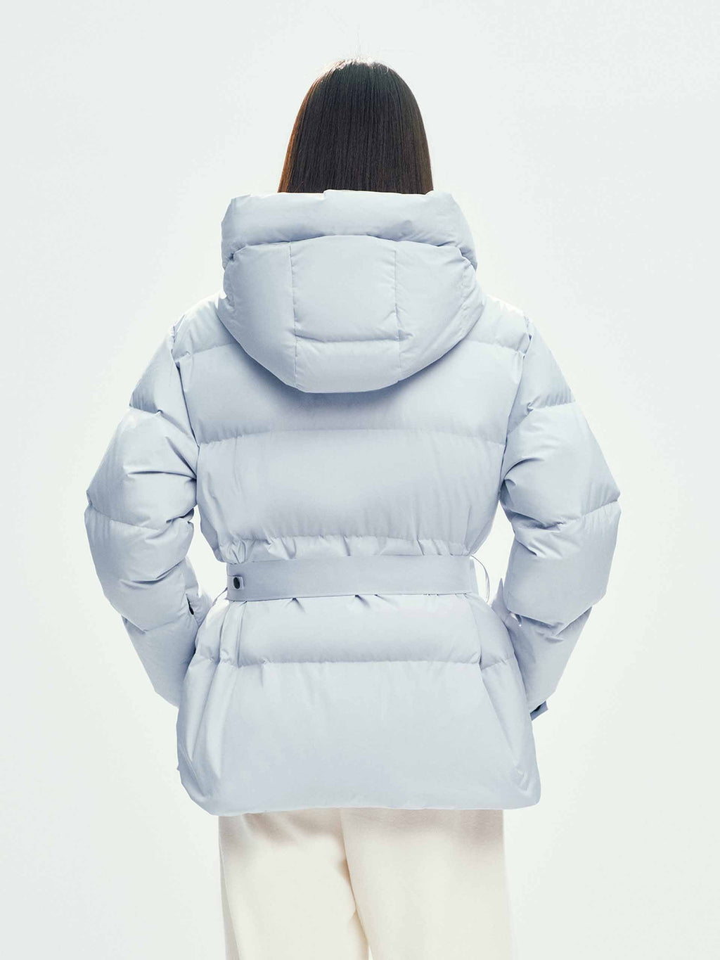 Hooded Down Jacket With Buckle