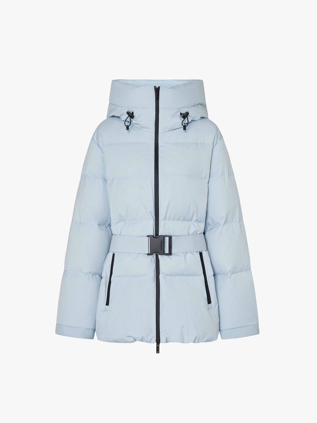 Hooded Down Jacket With Buckle
