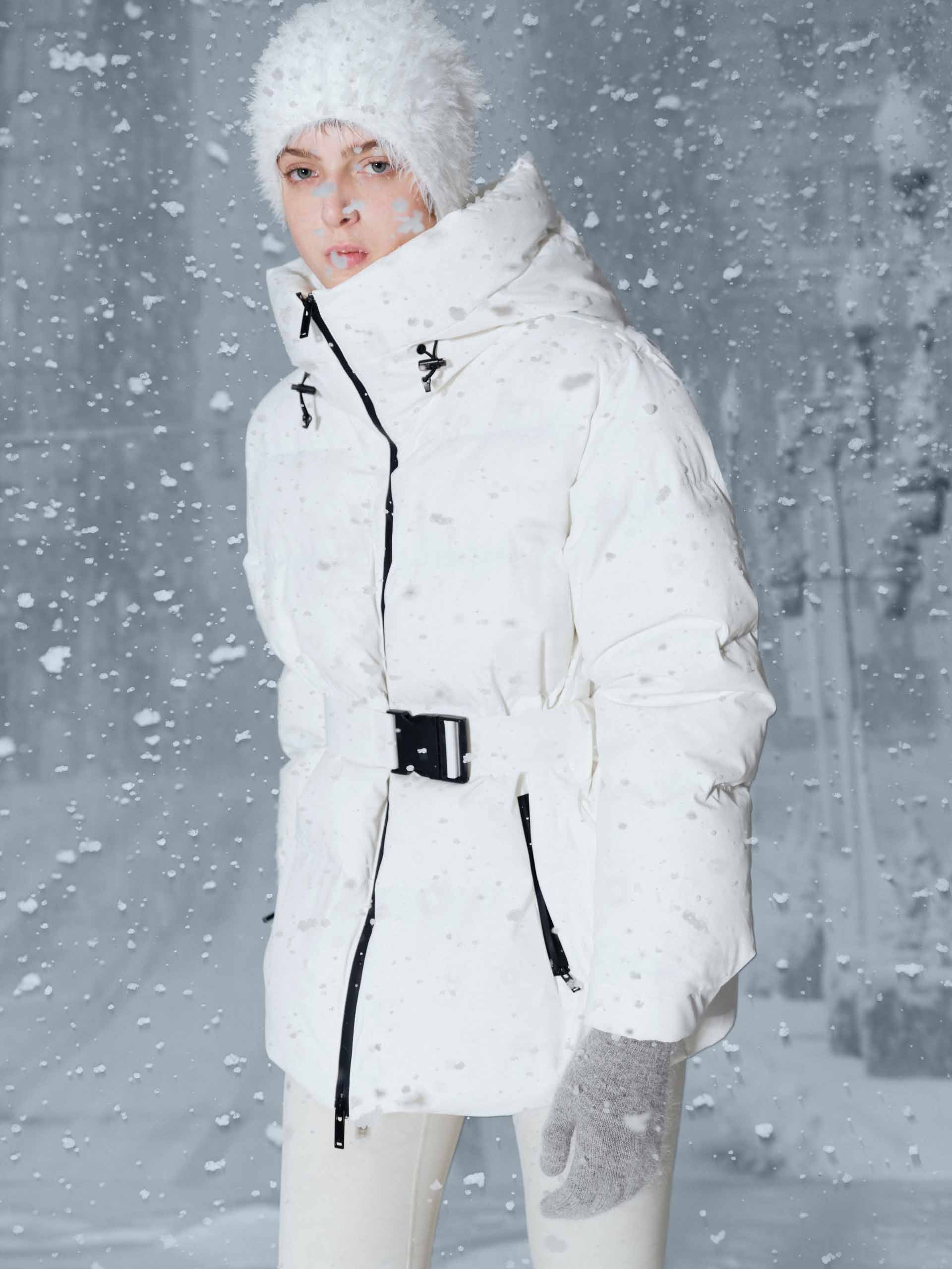 Hooded Down Jacket With Buckle