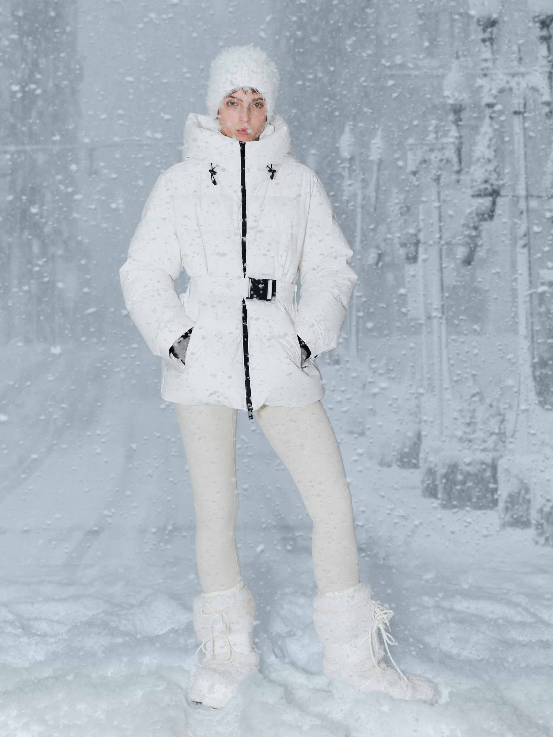 Hooded Down Jacket With Buckle
