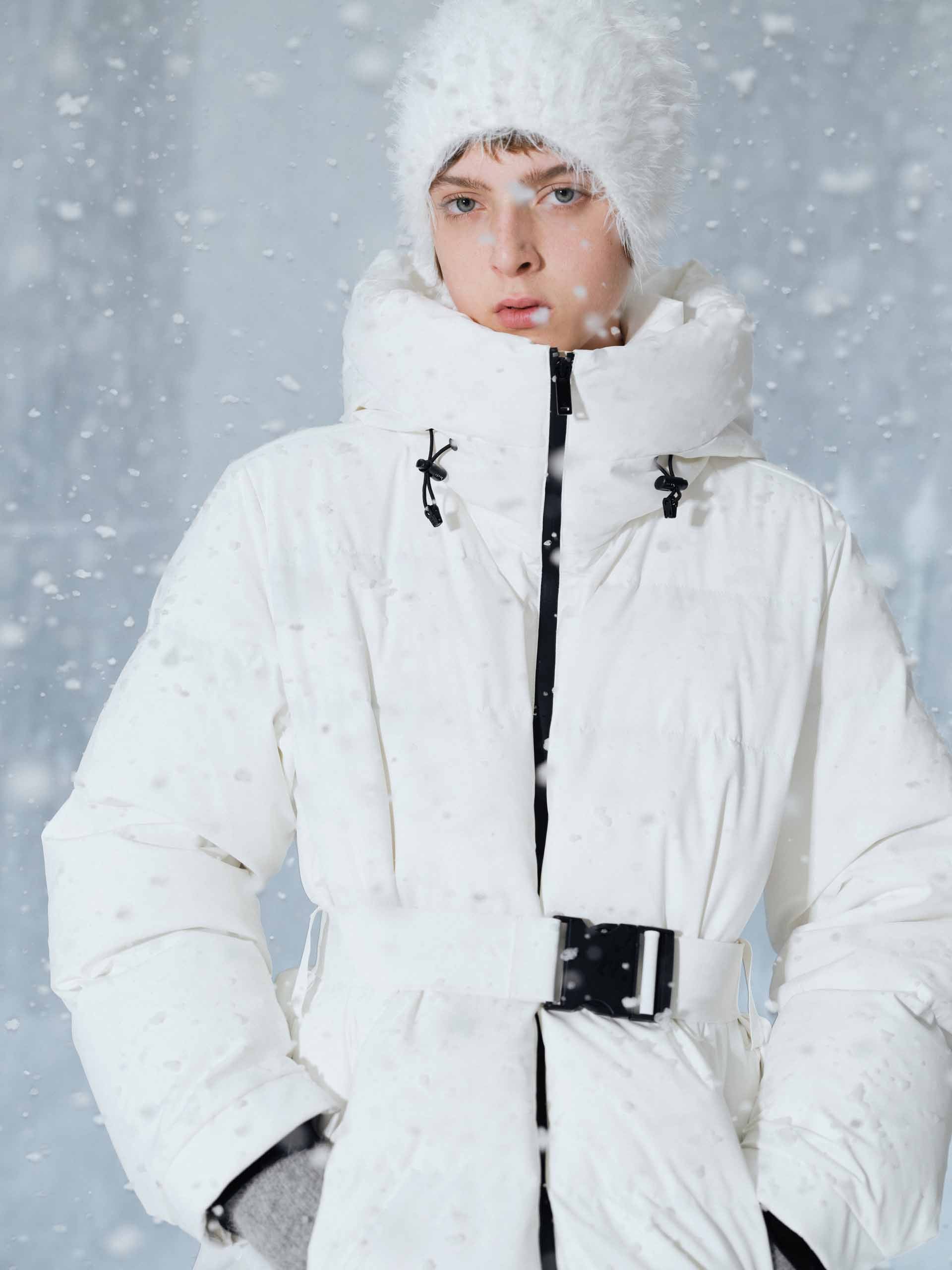 Hooded Down Jacket With Buckle