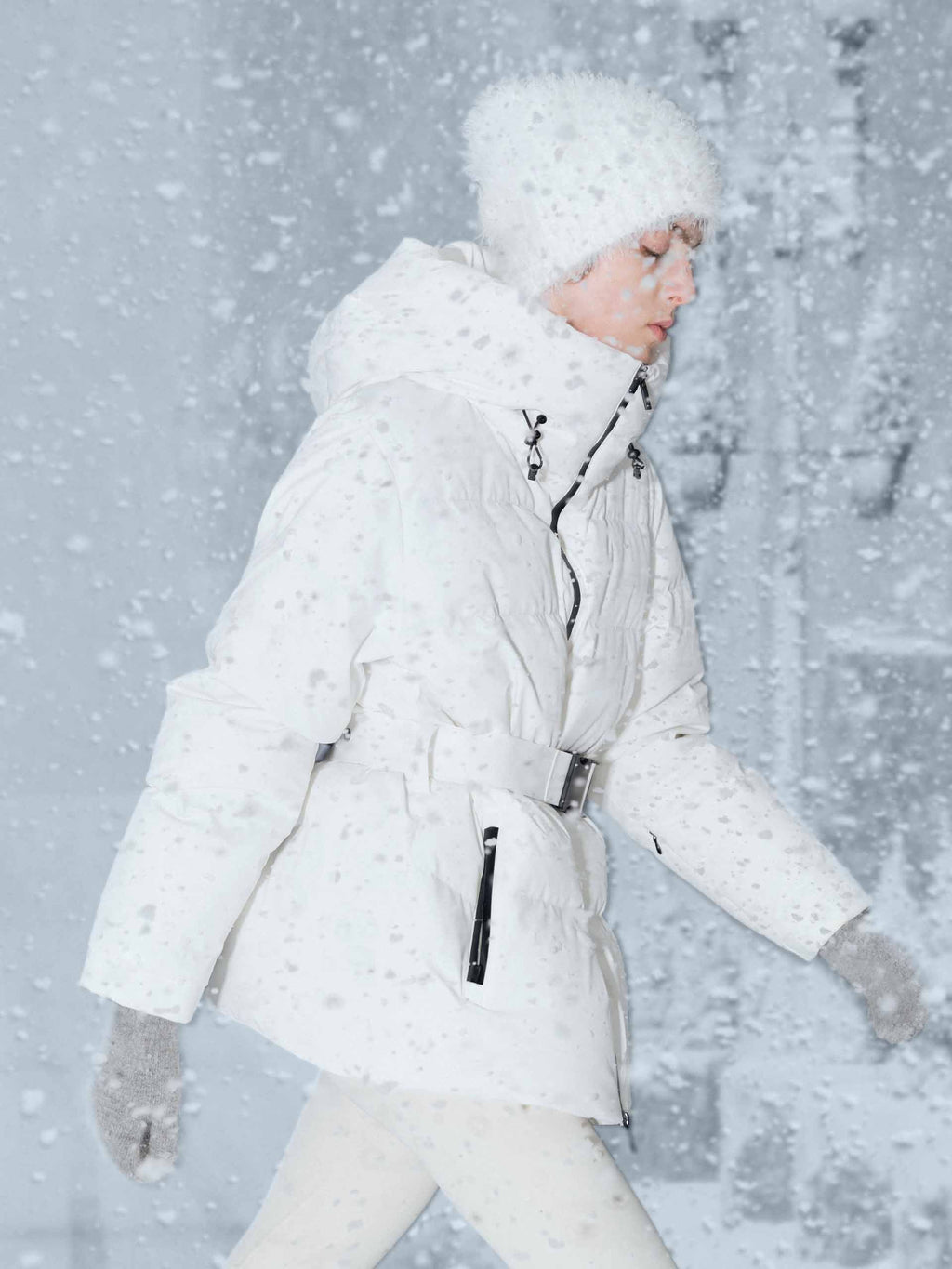 Hooded Down Jacket With Buckle