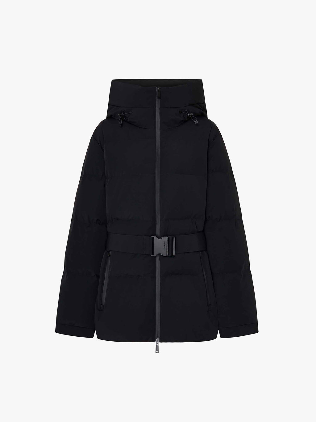 Hooded Down Jacket With Buckle