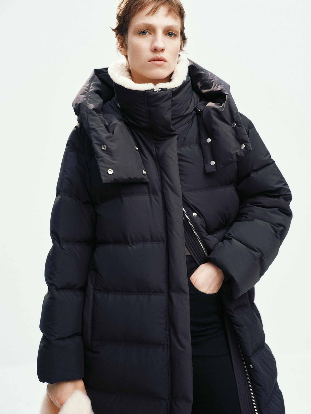Detachable Fur Collar Long Down Jacket