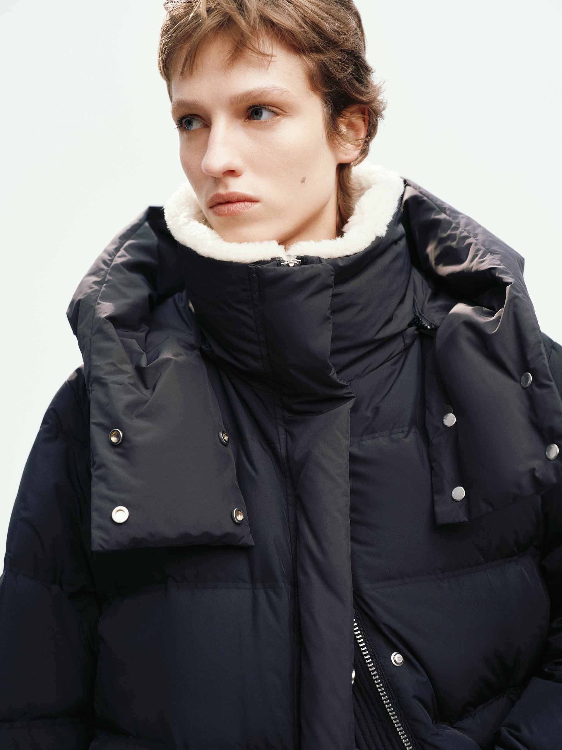 Detachable Fur Collar Long Down Jacket