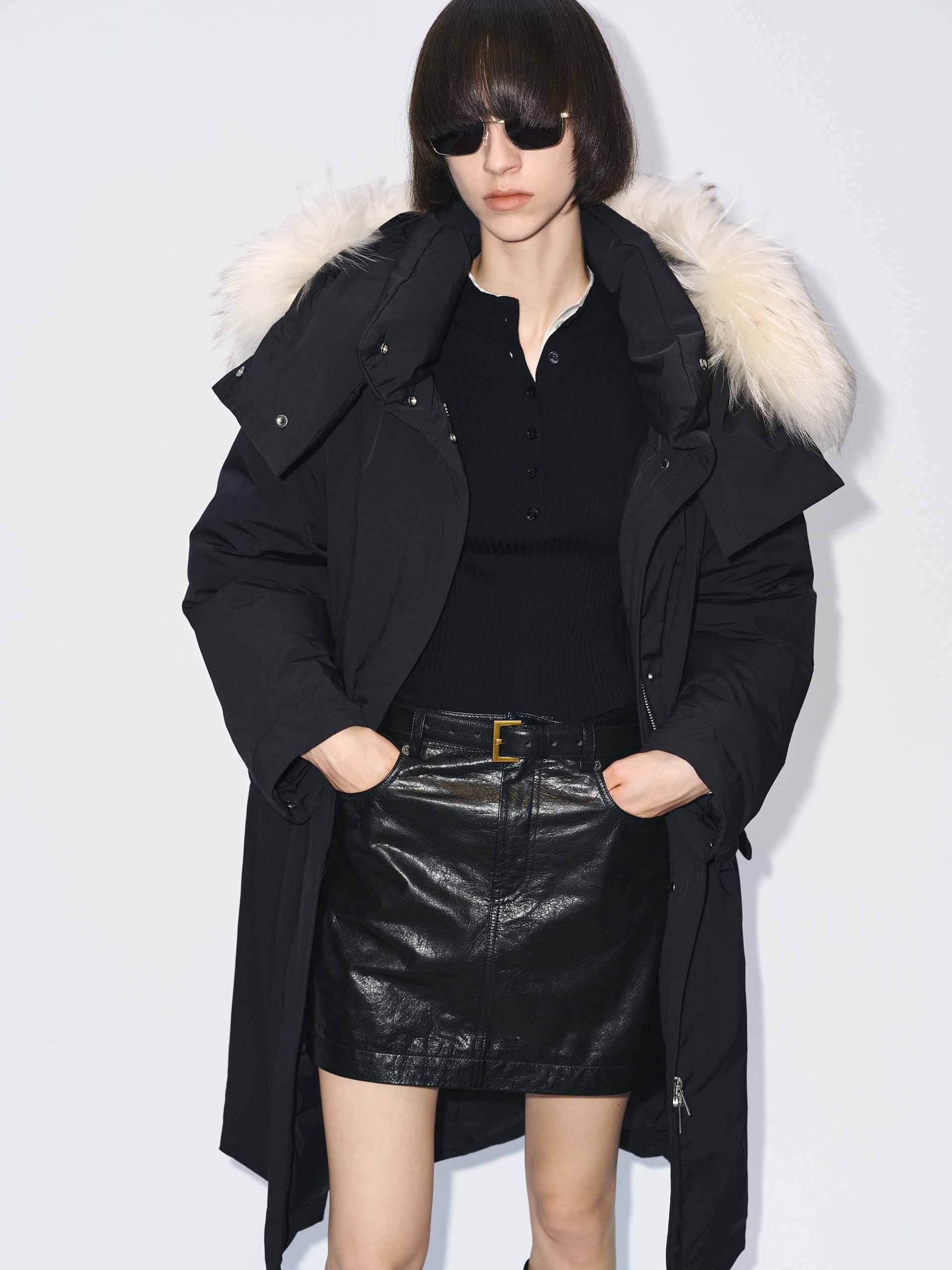 Fur Collar Long Down Coat