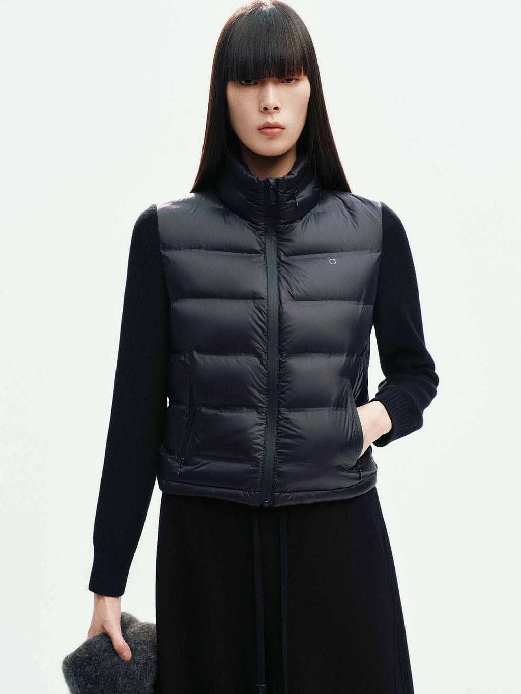 Paneled Wool Sleeves Down Jacket