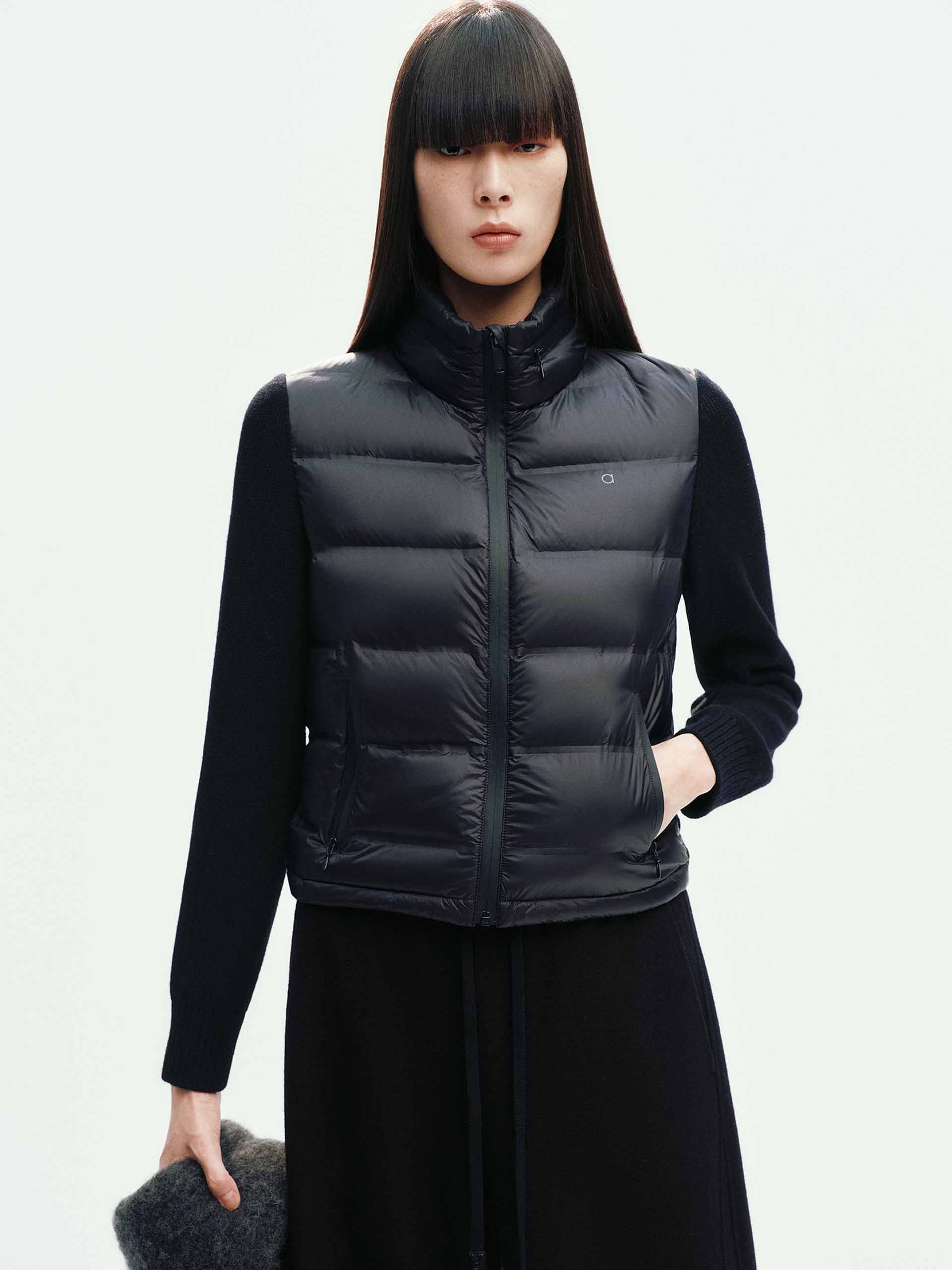 Paneled Wool Sleeves Down Jacket