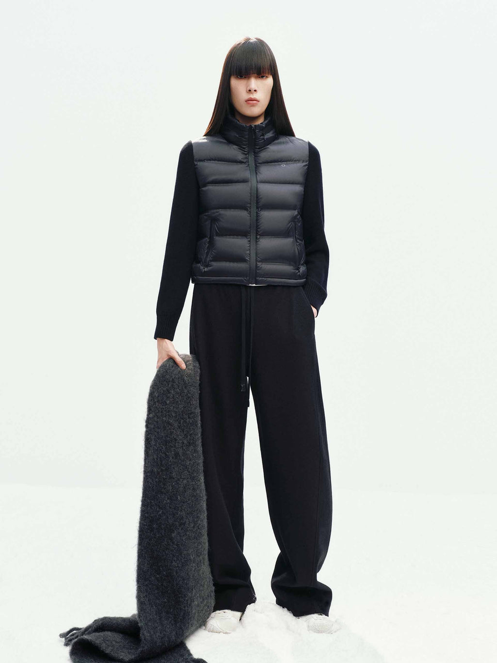 Paneled Wool Sleeves Down Jacket