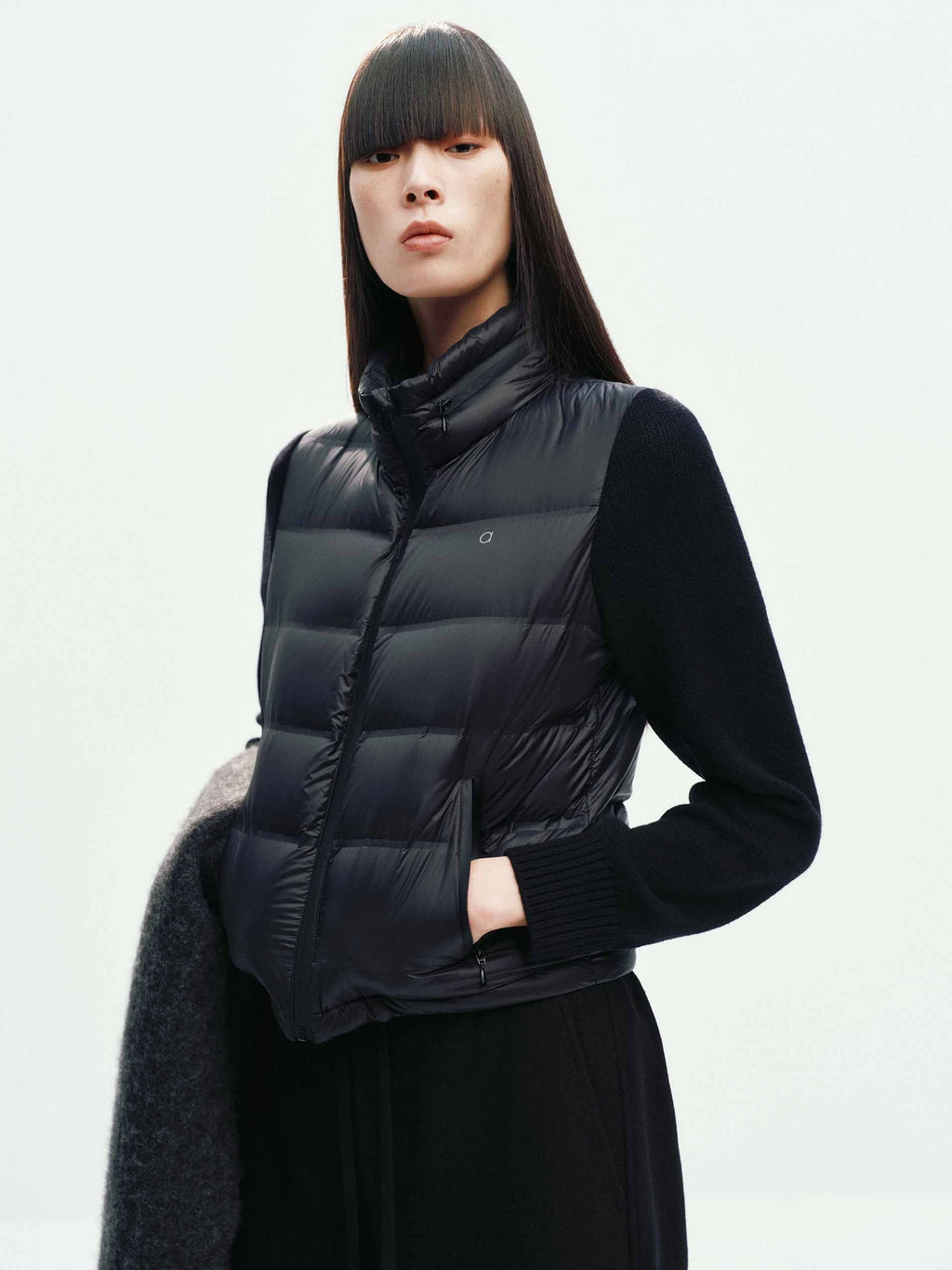 Paneled Wool Sleeves Down Jacket