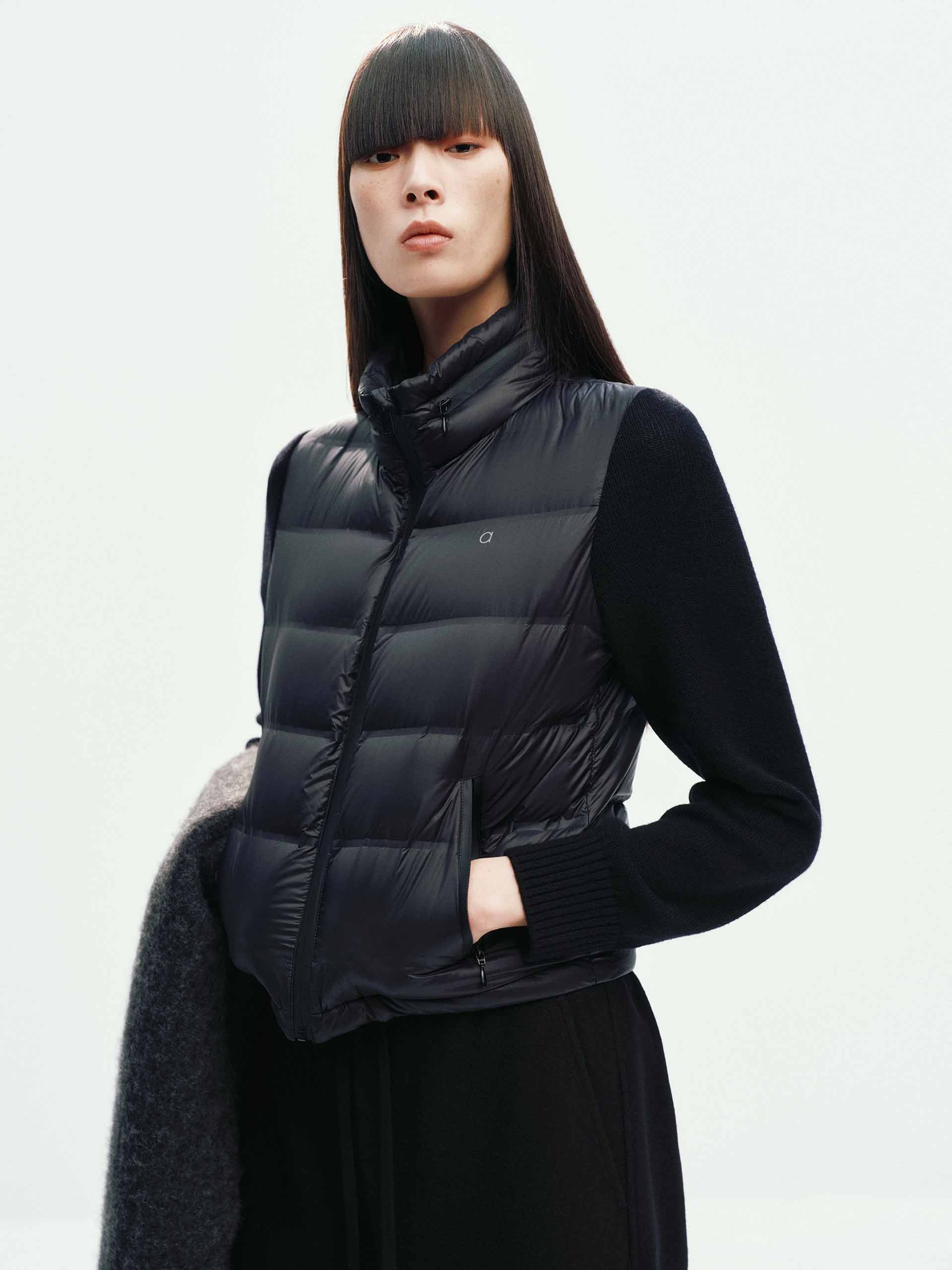 Paneled Wool Sleeves Down Jacket