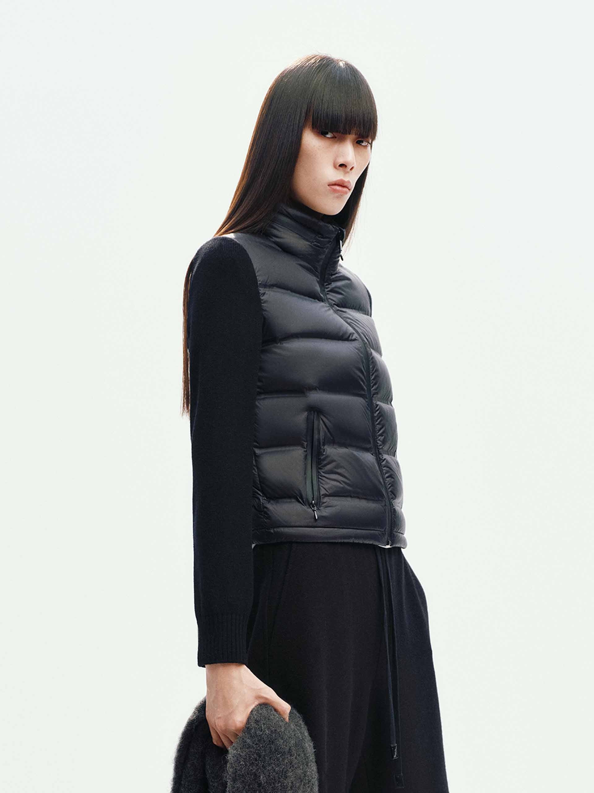 Paneled Wool Sleeves Down Jacket