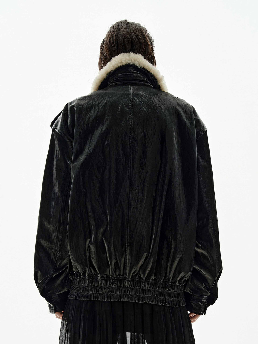 Fur Collar Leather Down Jacket