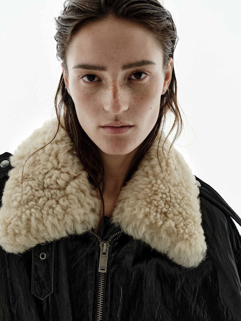 Fur Collar Leather Down Jacket