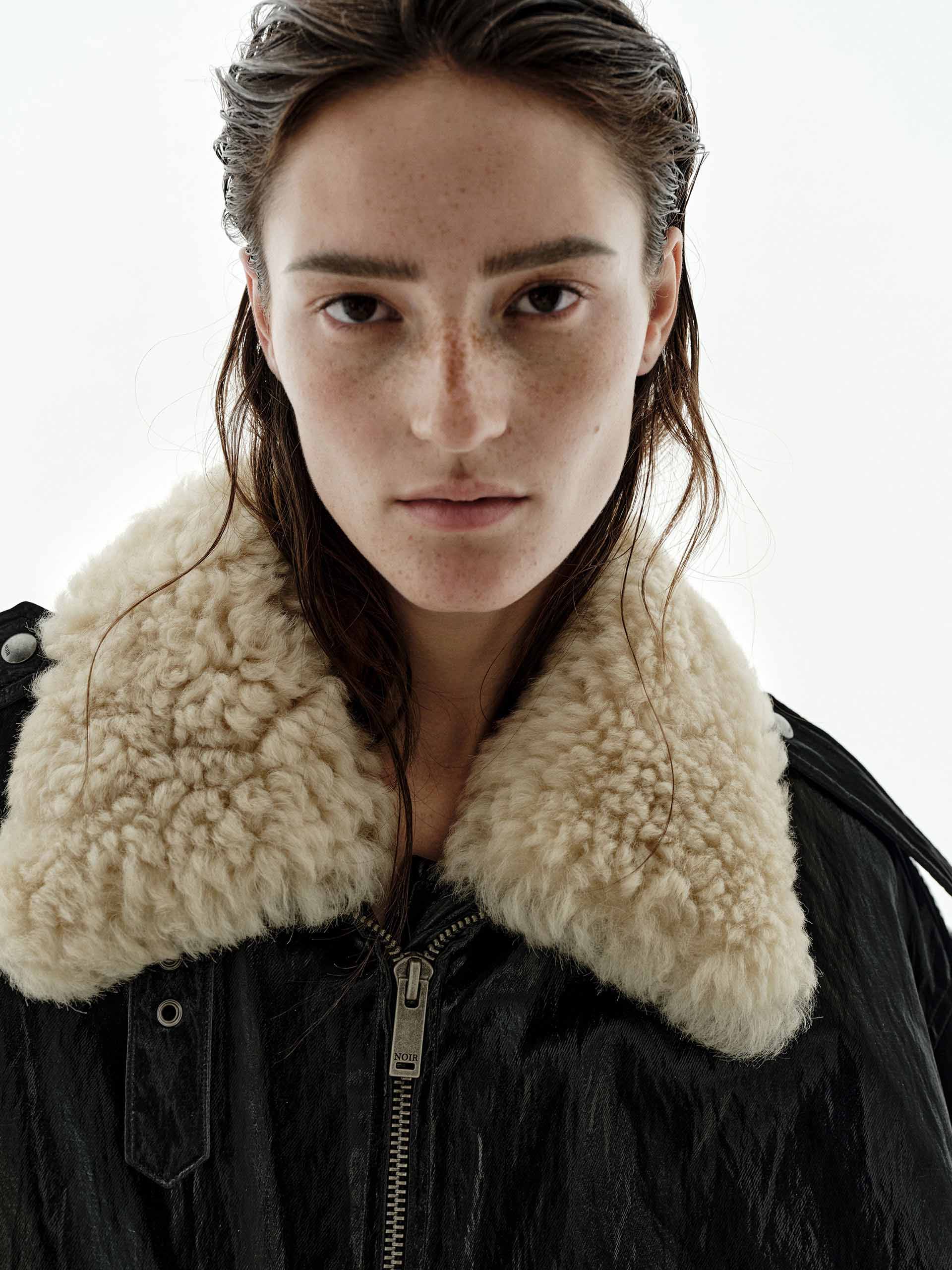 Fur Collar Leather Down Jacket