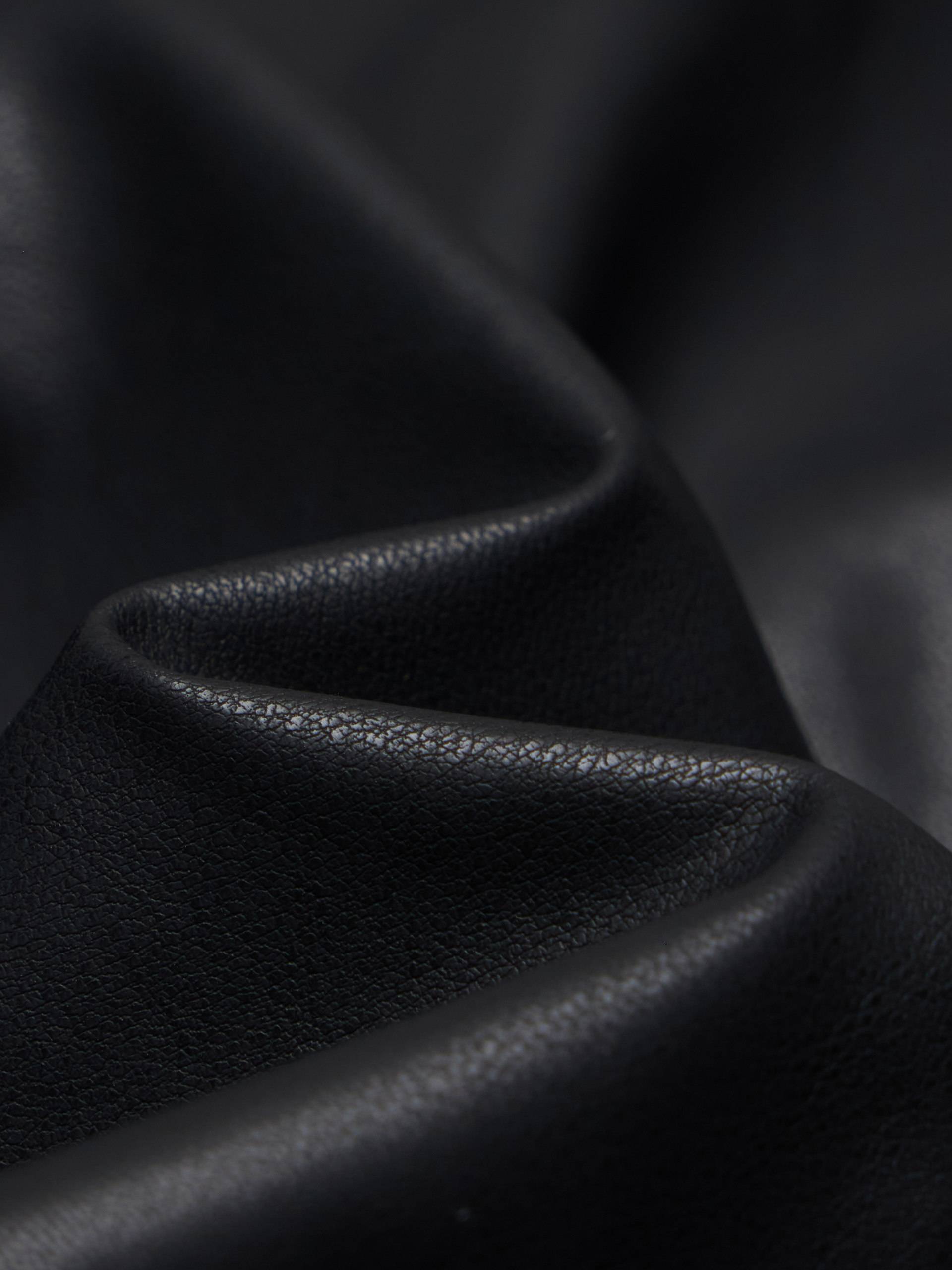 Ribbed Neckline Leather Down Jacket