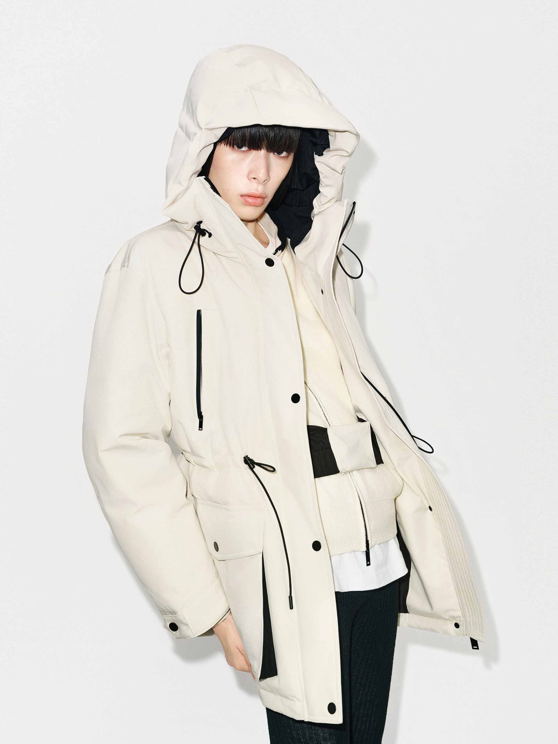 Mid-Length Hooded Down Jacket