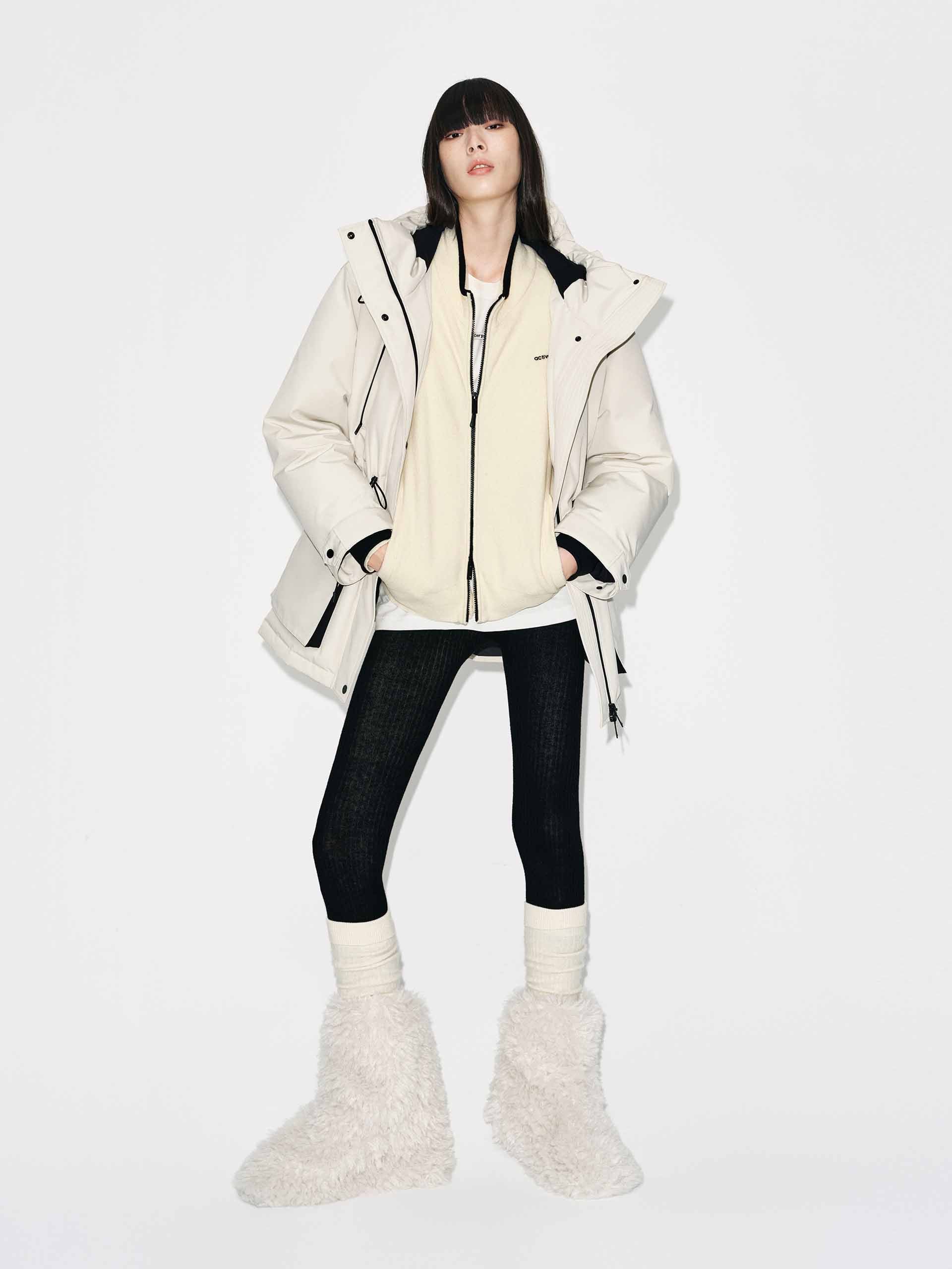 Mid-Length Hooded Down Jacket