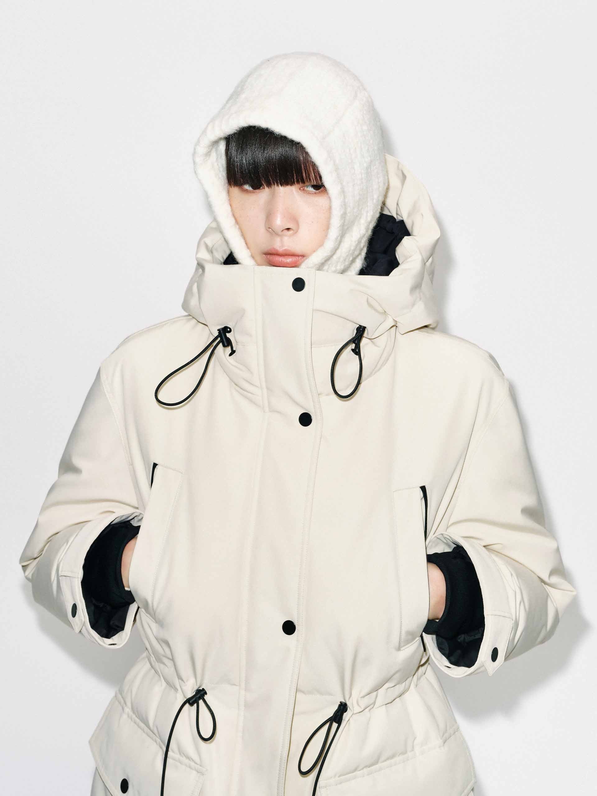 Mid-Length Hooded Down Jacket