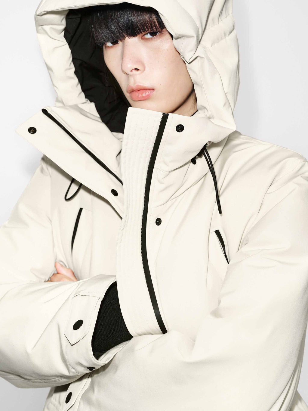 Mid-Length Hooded Down Jacket