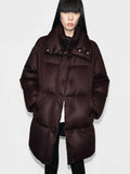 Midi Length Brown Down Jacket