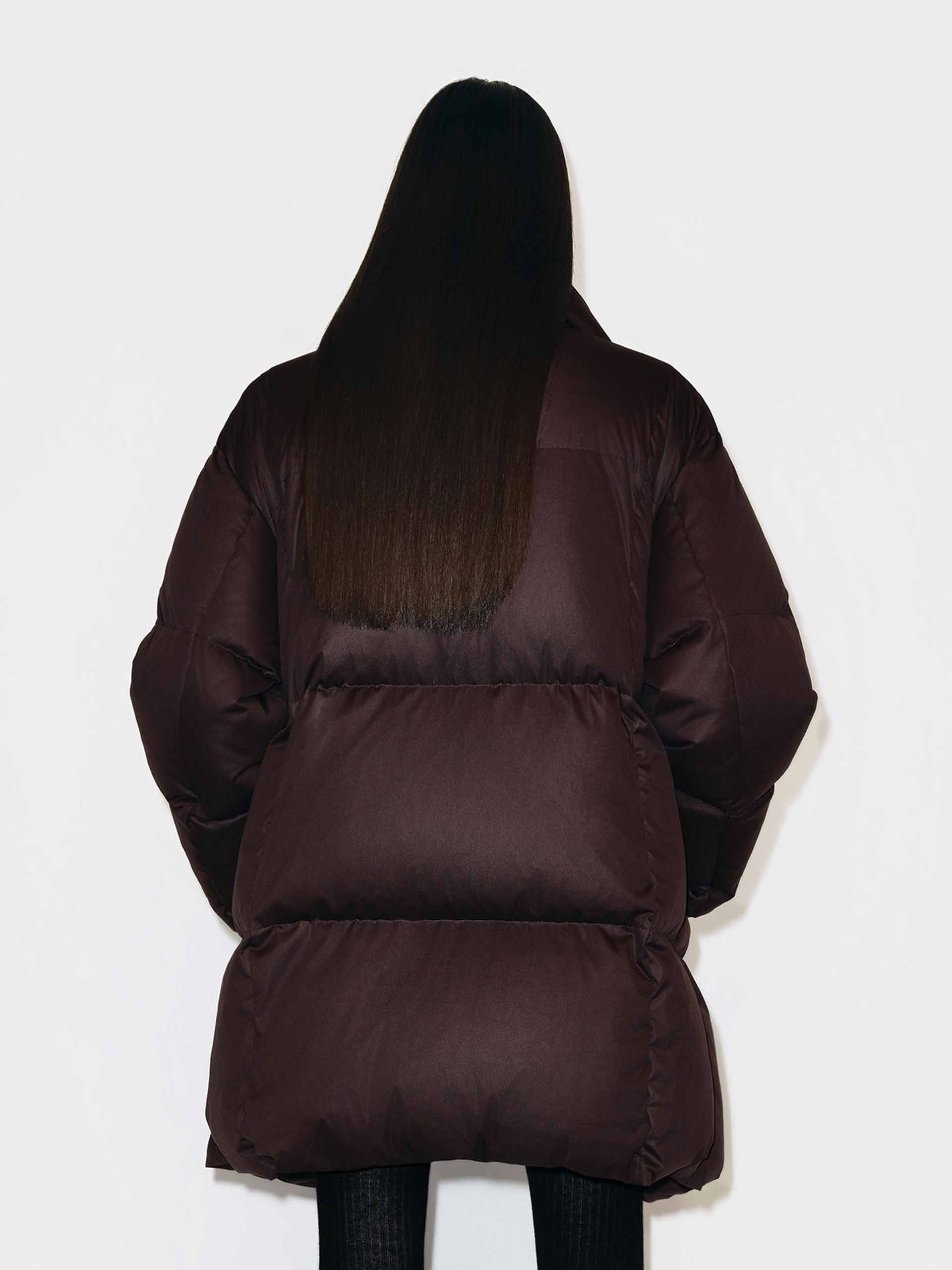 Midi Length Brown Down Jacket