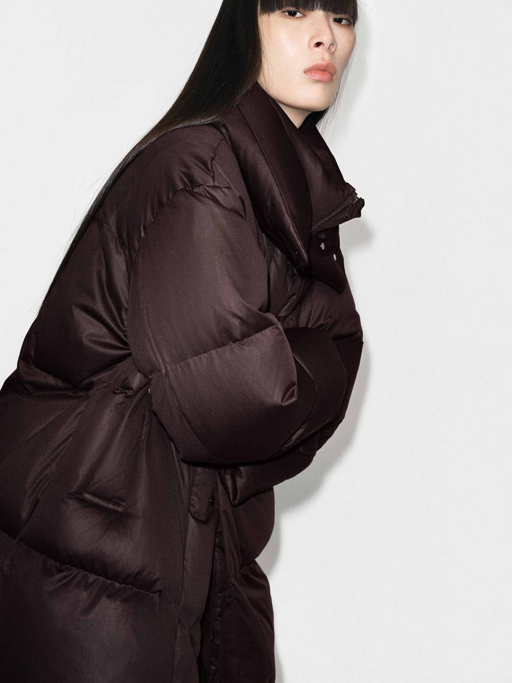 Midi Length Brown Down Jacket