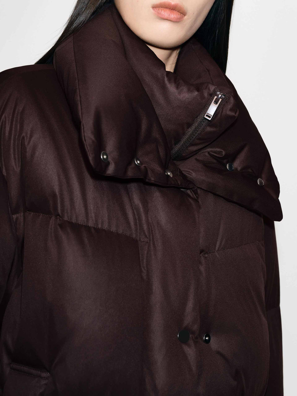 Midi Length Brown Down Jacket