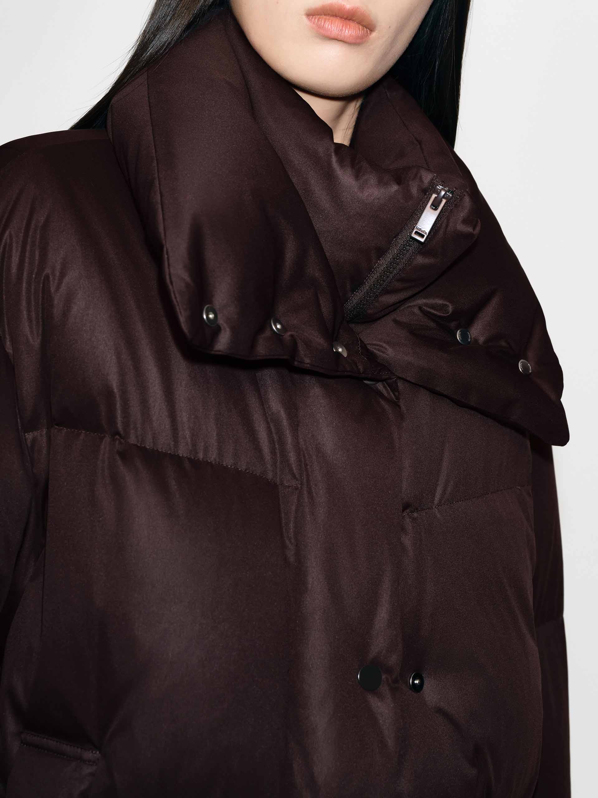 Midi Length Brown Down Jacket
