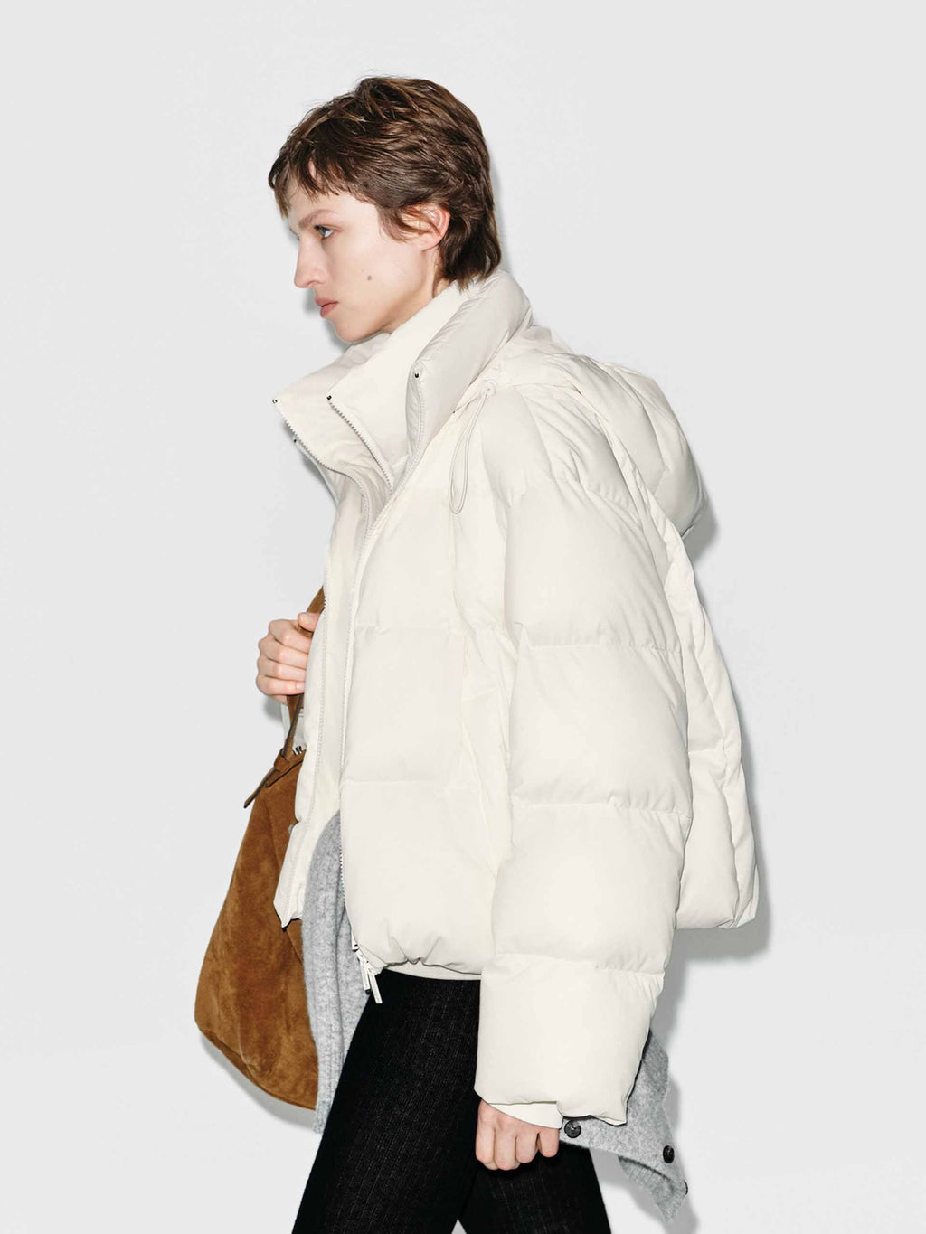 Cropped Hooded Down Jacket